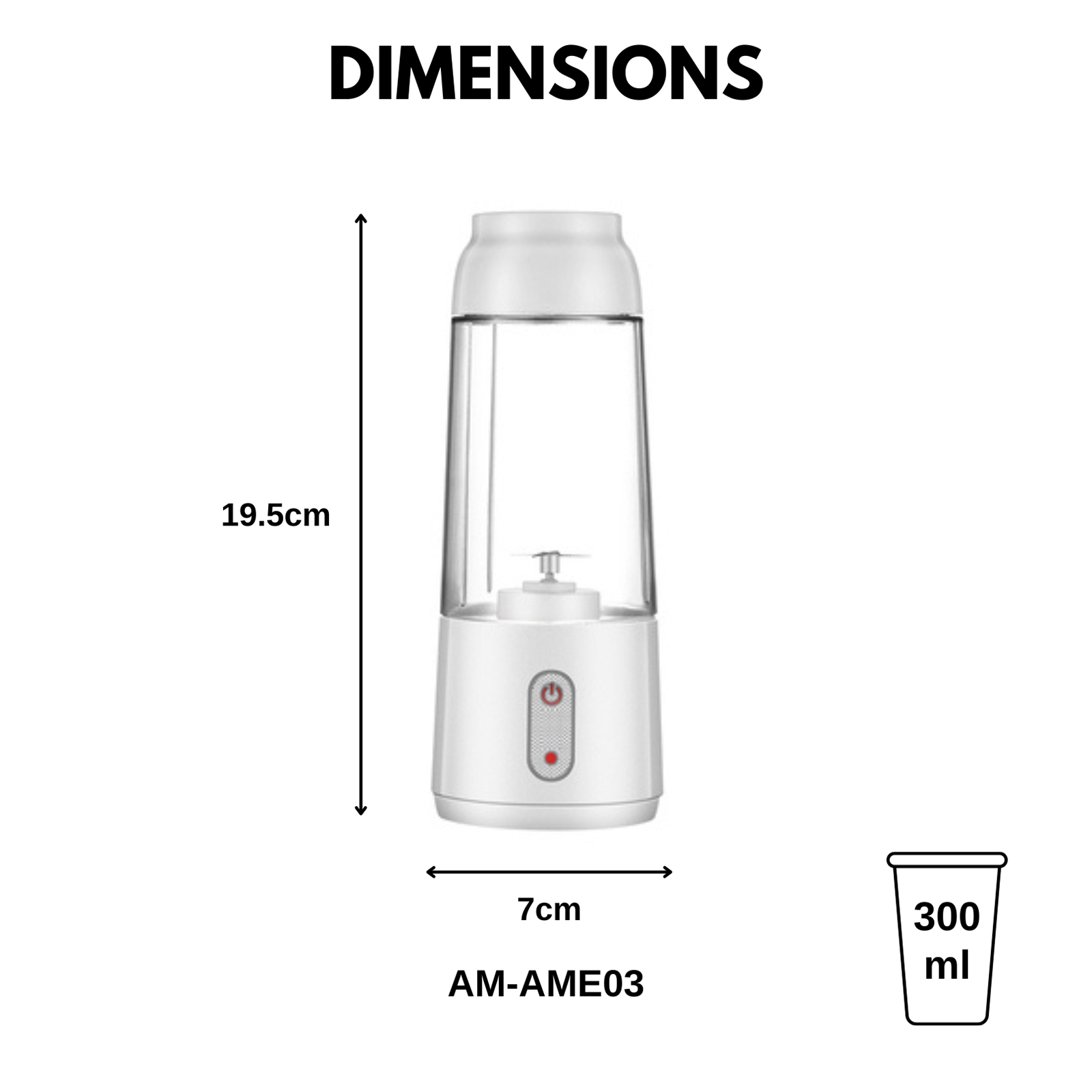 Amark e.Kitchen Cordless USB-Rechargeable Smoothie Blender Juicer 300ml