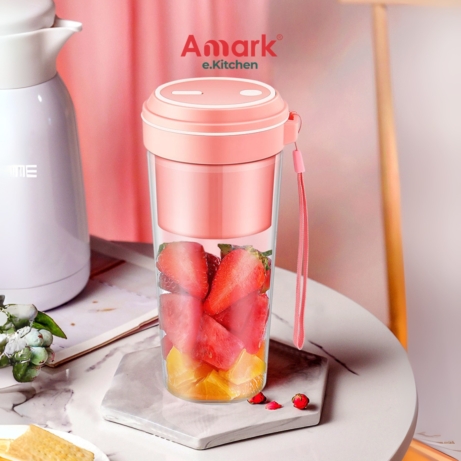 Amark e.Kitchen Cordless USB-Rechargeable Mini Smoothie Blender Cup 270ml