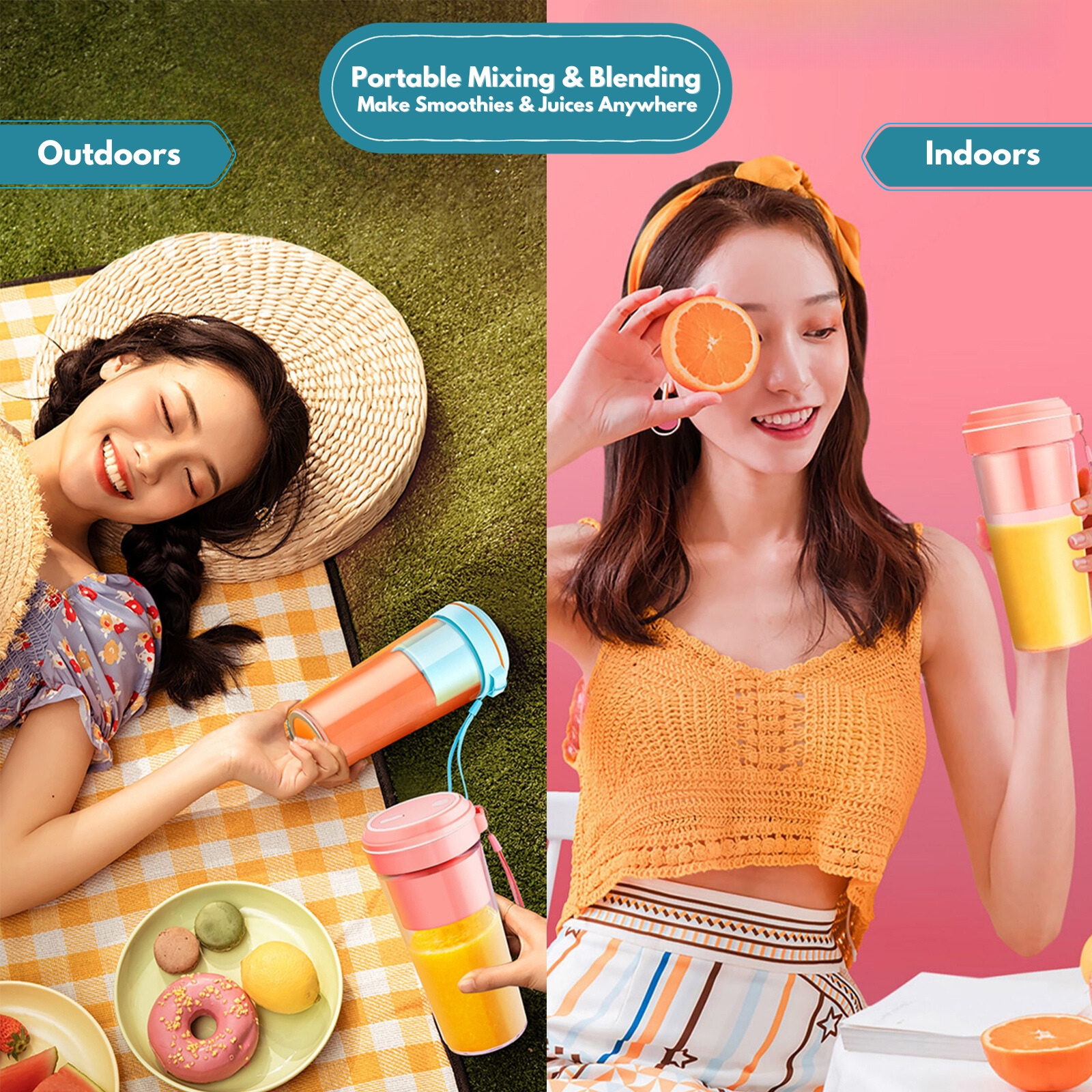 Amark e.Kitchen Cordless USB-Rechargeable Smoothie Blender Juicer Cup 270ml