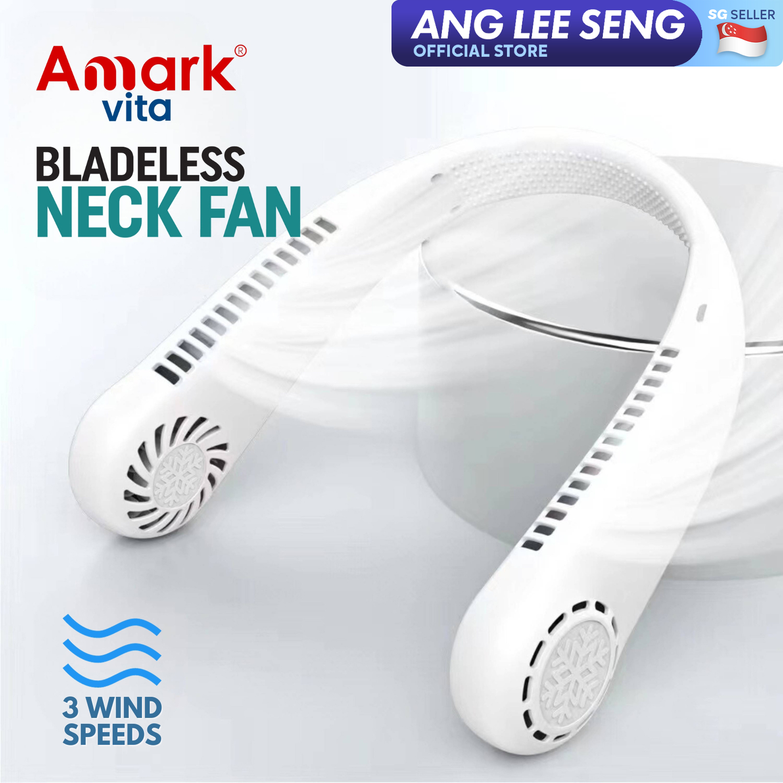 Amark Vita Bladeless Neck Fan - Hands-Free Cooling & USB-Rechargeable