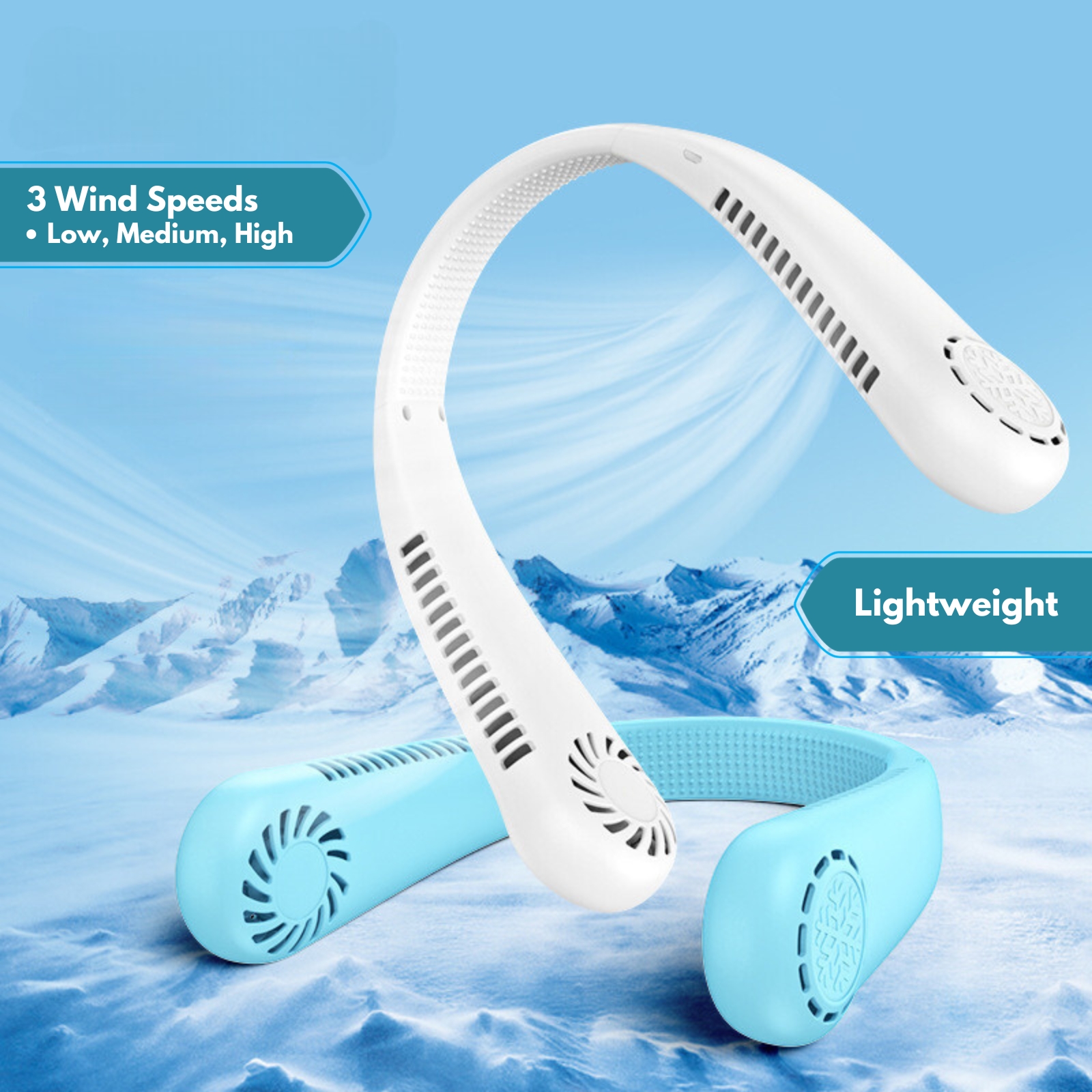 Amark Vita Bladeless Neck Fan - Hands-Free Cooling & USB-Rechargeable