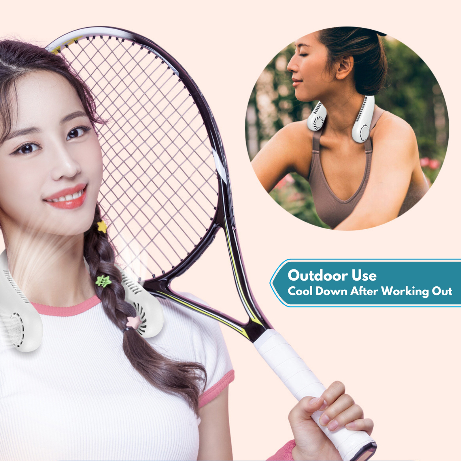 Amark Vita Bladeless Neck Fan - Hands-Free Cooling & USB-Rechargeable