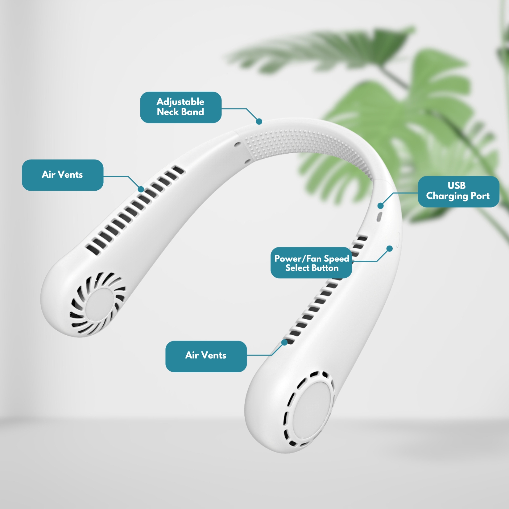 Amark Vita Bladeless Neck Fan - Hands-Free Cooling & USB-Rechargeable