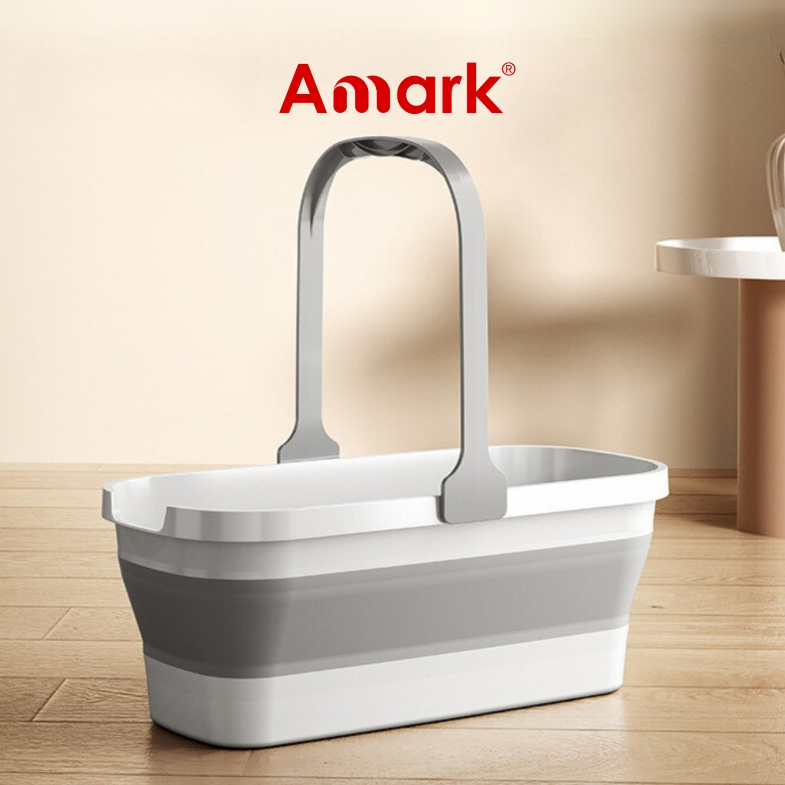 Amark Collapsible Cleaning Pail | 11.8L | Folding Mop Bucket with Scrubbing Grooves