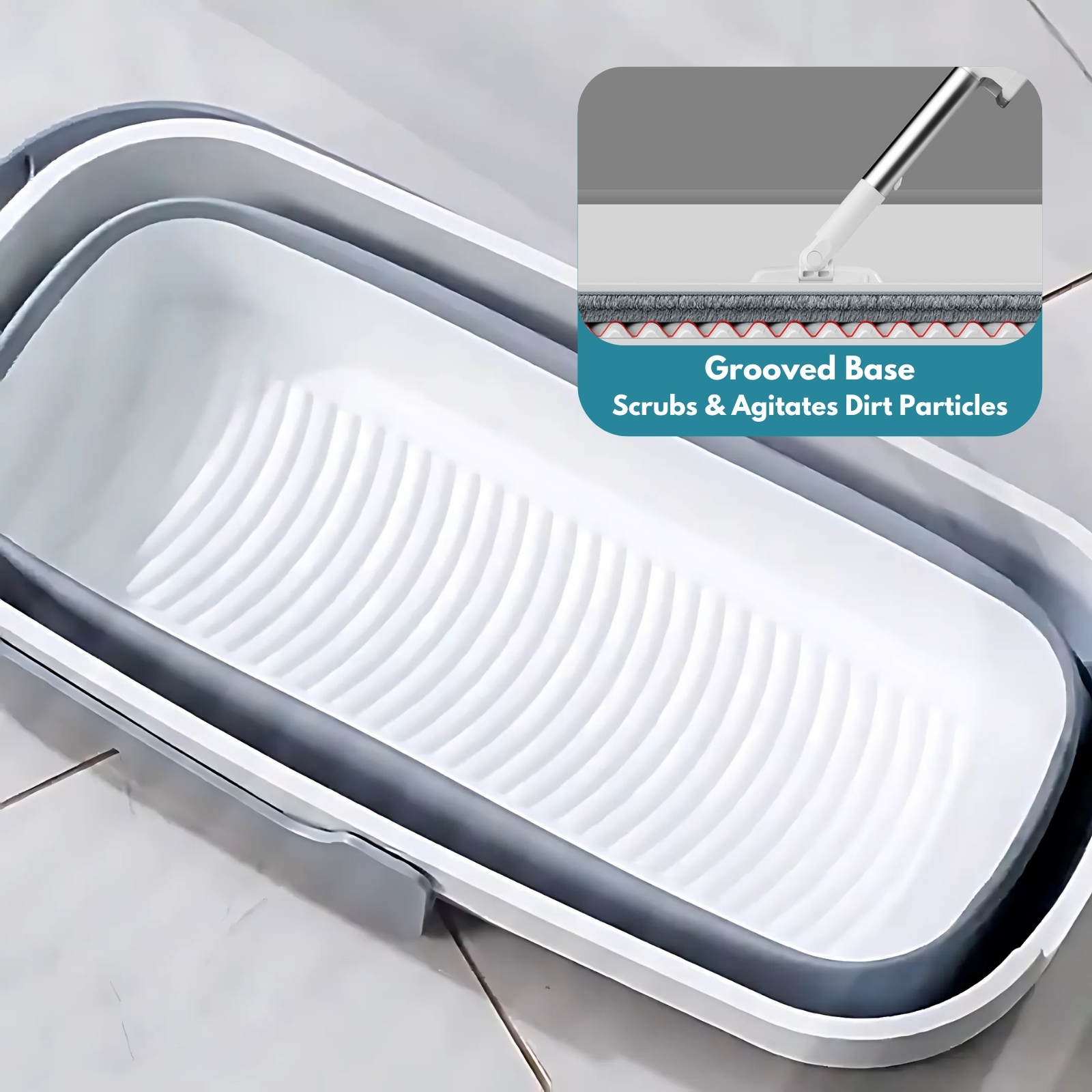 Amark Collapsible Cleaning Pail | 11.8L | Folding Mop Bucket with Scrubbing Grooves