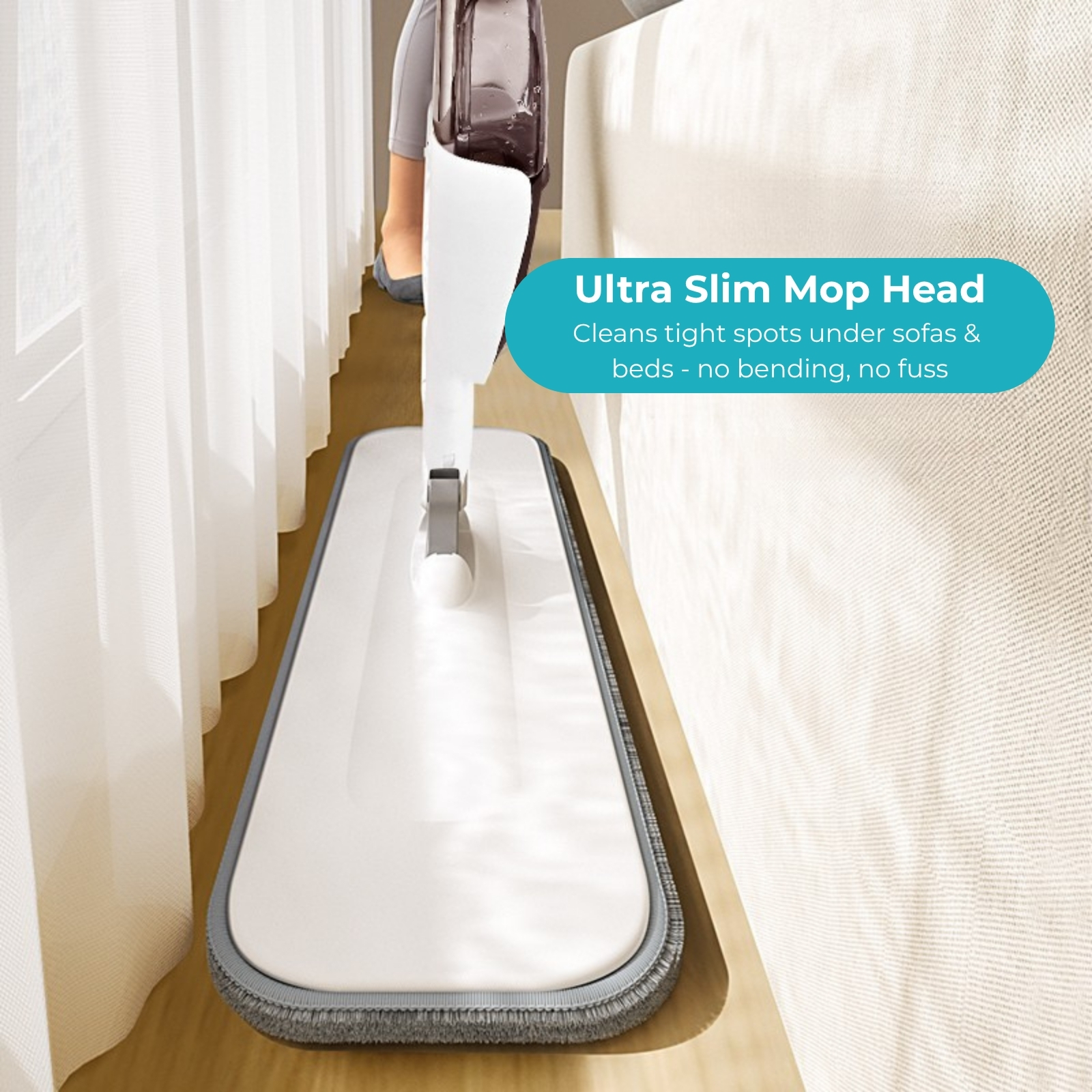 Amark Spray Mop - Stainless Steel Flat Floor Mop | 470ml Refillable Bottle | Microfibre Mop Pad