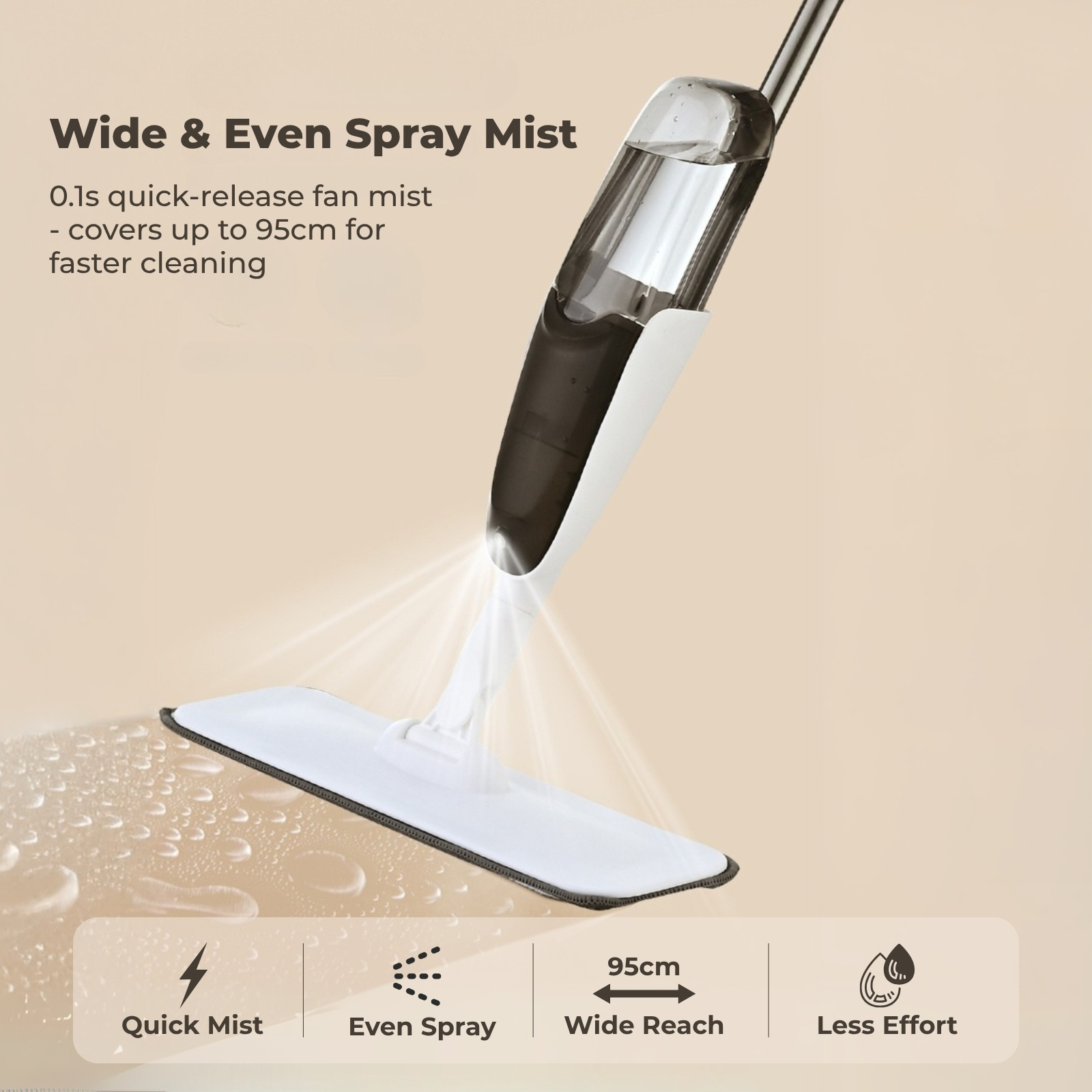Amark Spray Mop - Stainless Steel Flat Floor Mop | 470ml Refillable Bottle | Microfibre Mop Pad