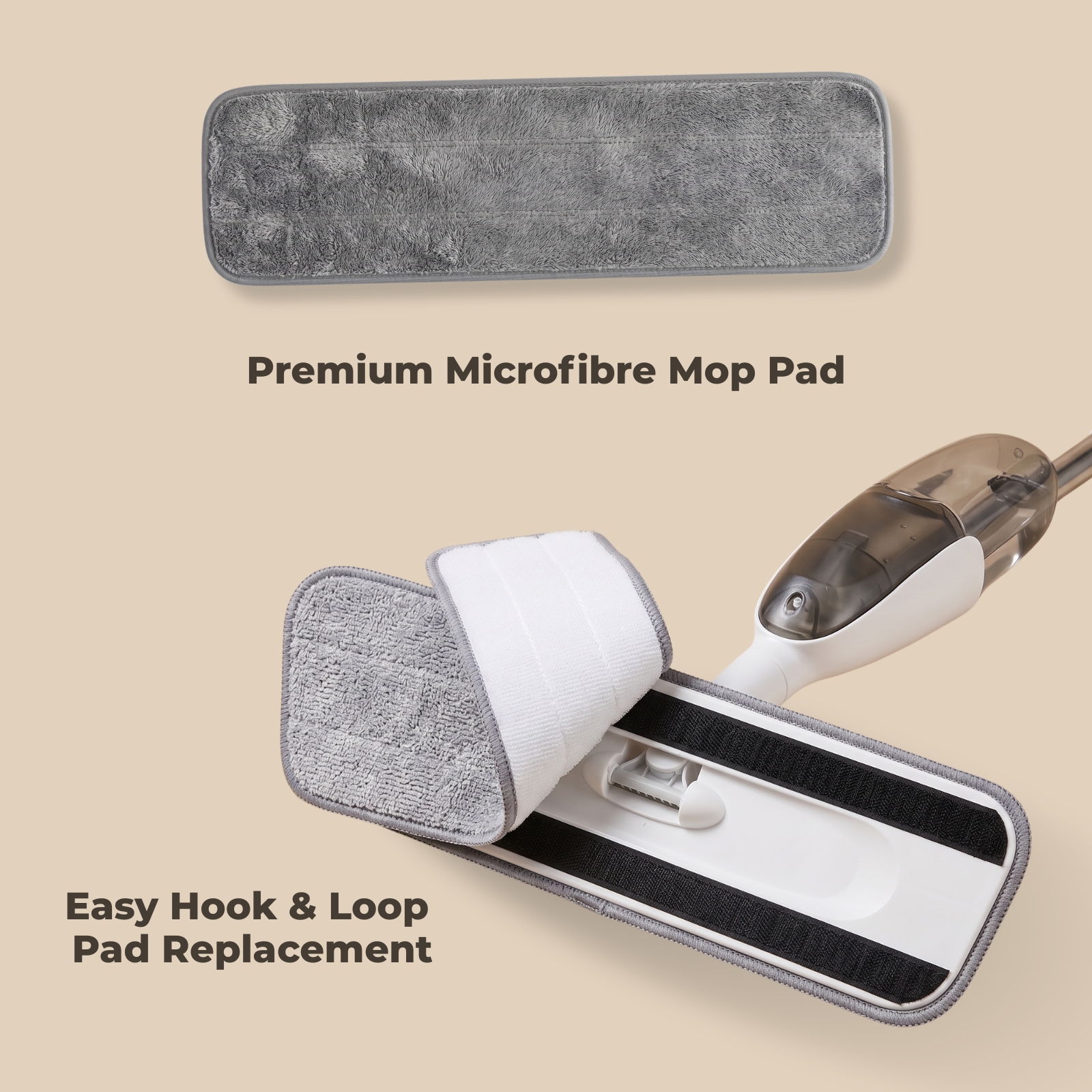 Amark Spray Mop - Stainless Steel Flat Floor Mop | 470ml Refillable Bottle | Microfibre Mop Pad