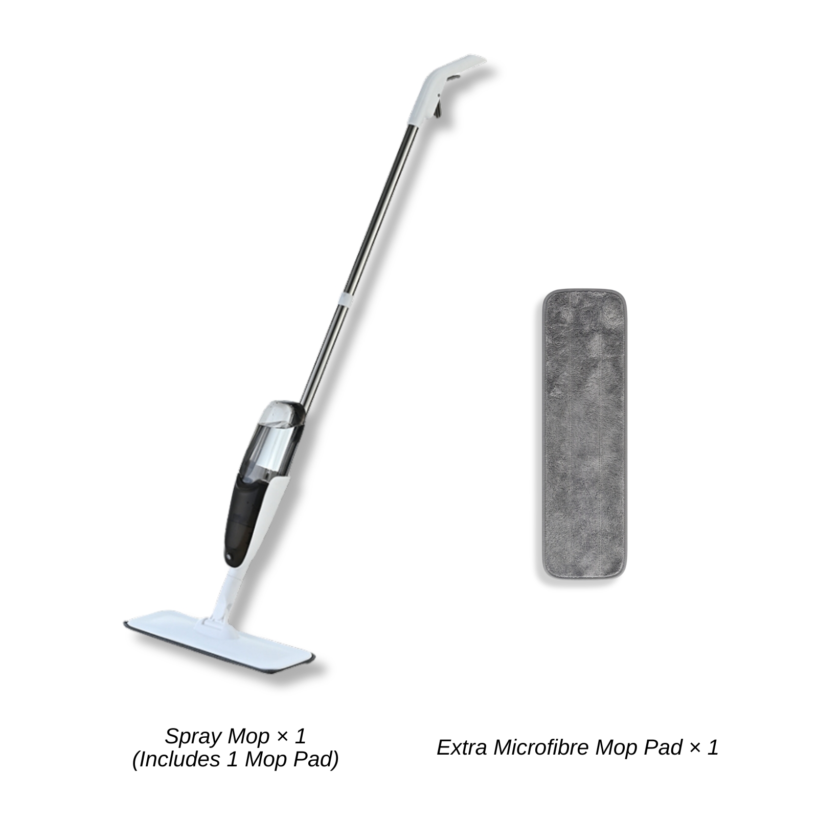 Amark Spray Mop - Stainless Steel Flat Floor Mop | 470ml Refillable Bottle | Microfibre Mop Pad