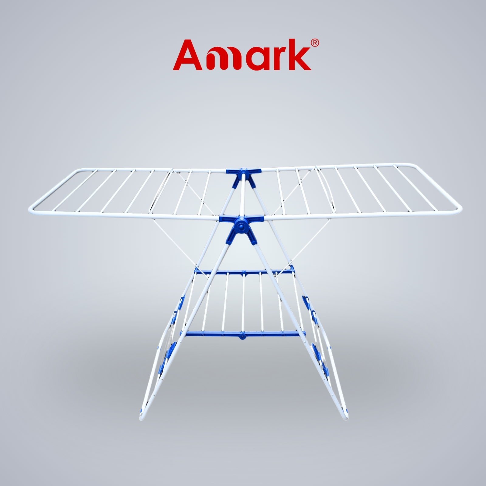 Amark Heavy-Duty Epoxy Steel Dual-Wing Clothes Dryer with Shoe Holders 145x55x95 cm