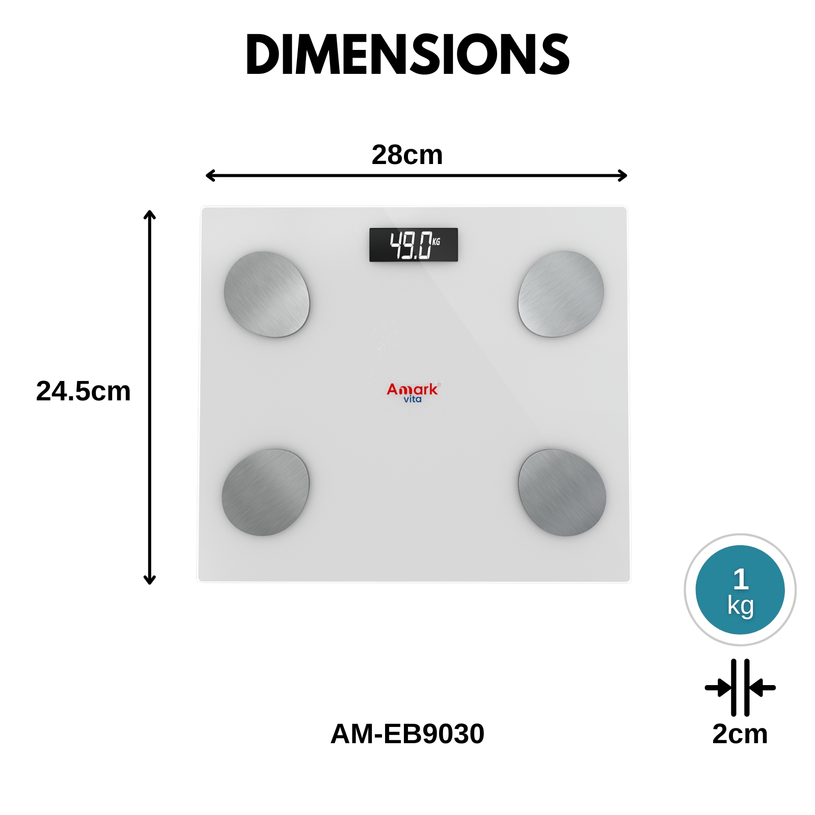 Amark Vita Smart Digital Bluetooth Body Fat Bathroom Scale with Weight & Body Composition Tracking