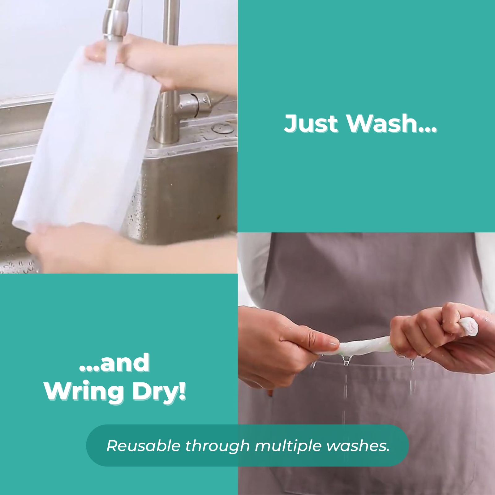 Amark Lay-Z Reusable & Washable Kitchen Towels (250 × 250 mm, 50 Sheets/Roll)