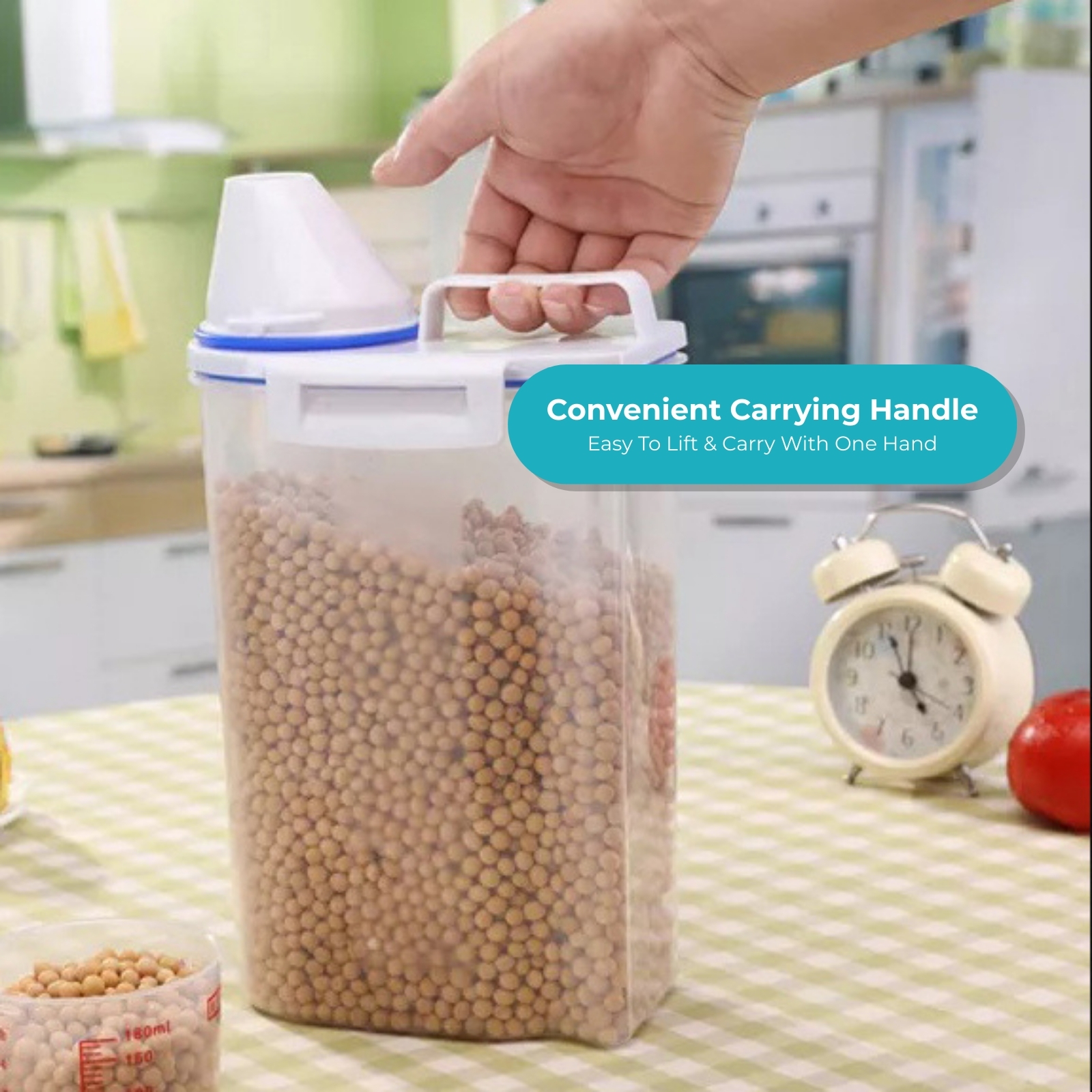 Amark Kitchen Collection Rice Stocker 2kg Pour Spout & Measuring Cup - Rice, Grains & Kibble Storage