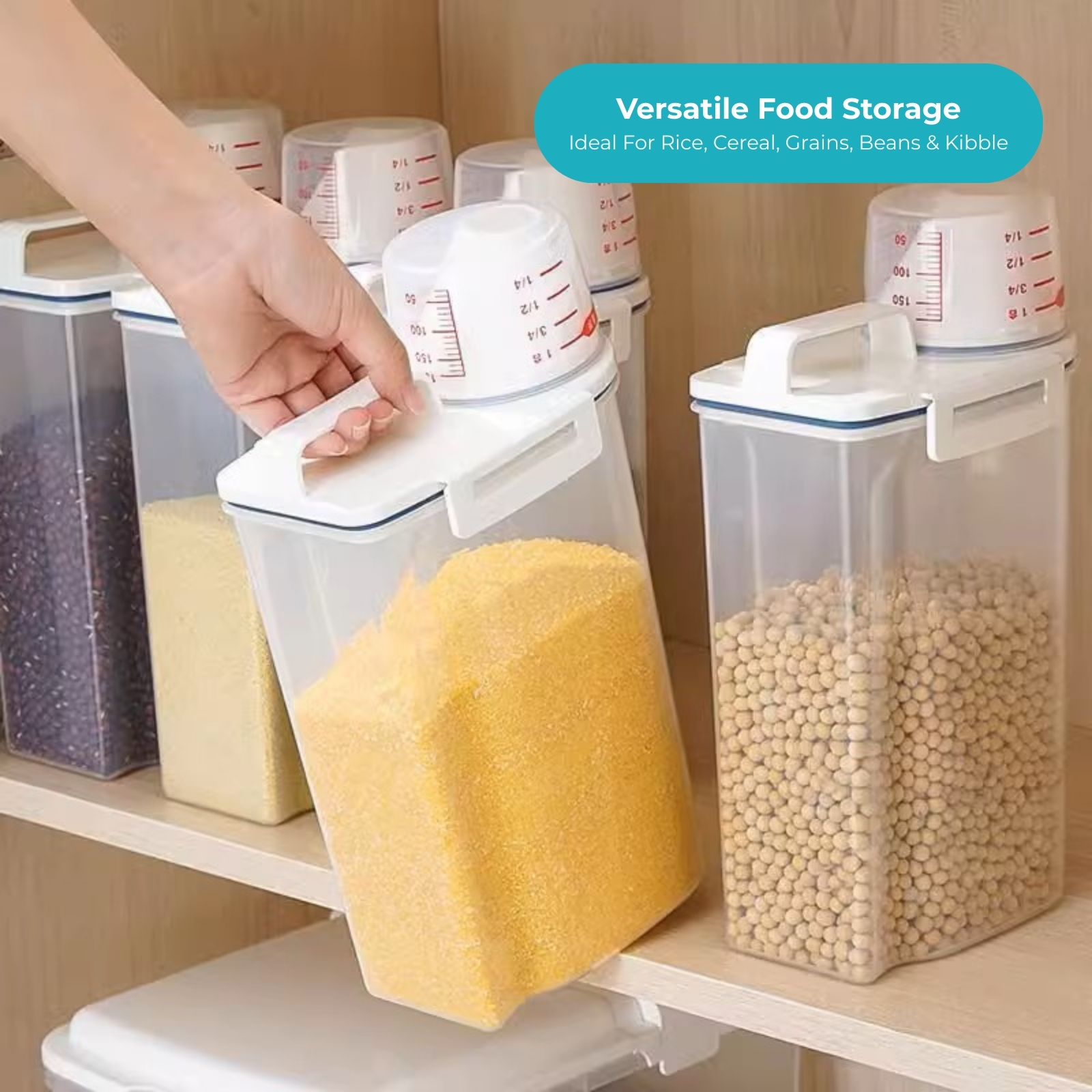 Amark Kitchen Collection Rice Stocker 2kg Pour Spout & Measuring Cup - Rice, Grains & Kibble Storage