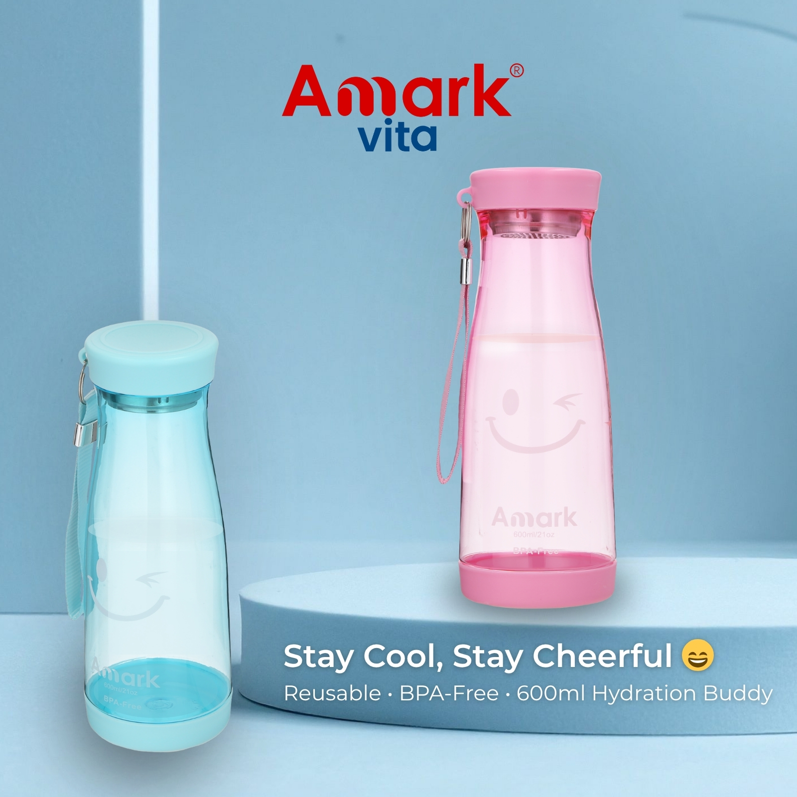 Amark Smiley BPA-Free Polycarbonate Water Bottle 600ml