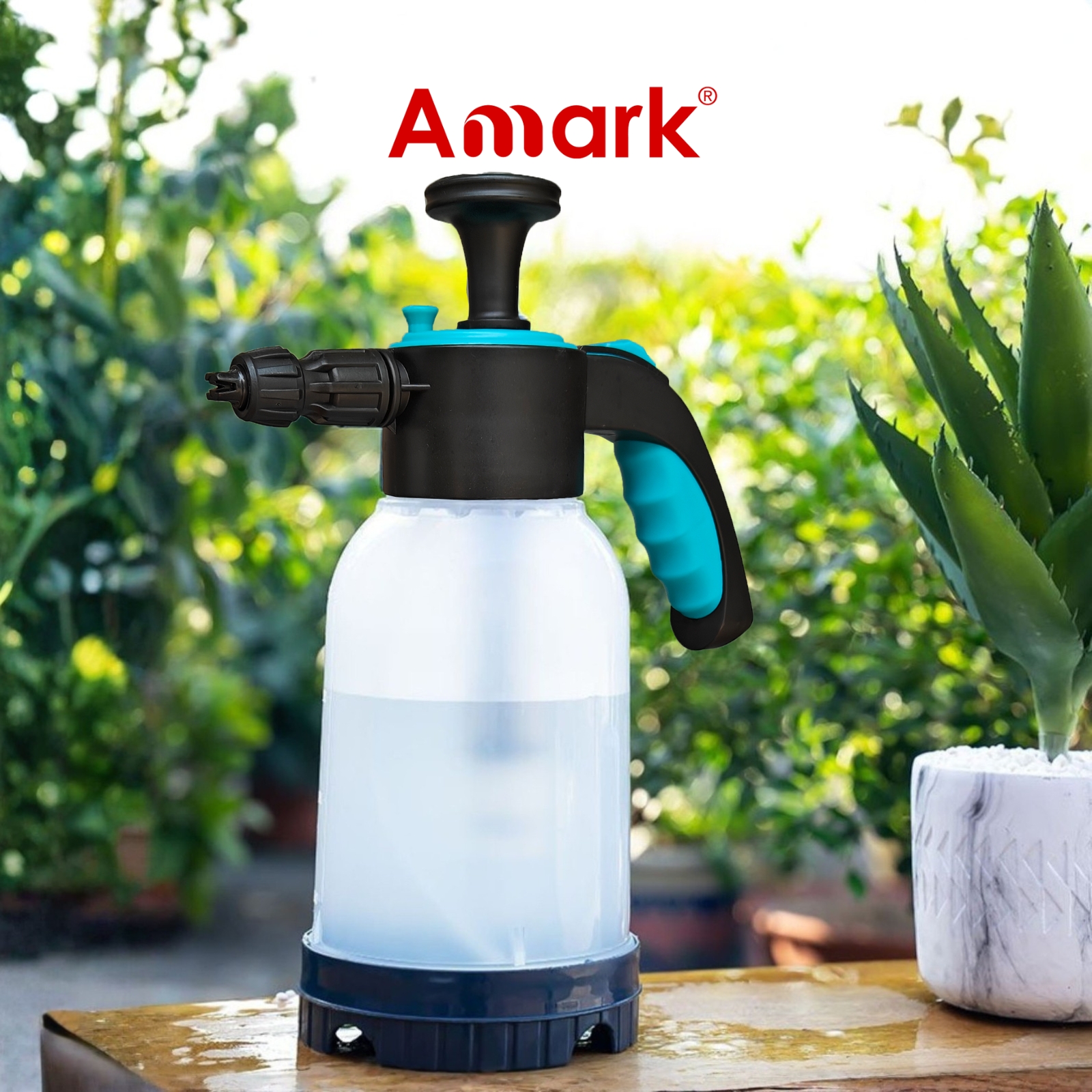 Amark Pump Pressure Water Sprayer 2L - For Watering Plants, Washing Car, Cleaning & Disinfecting