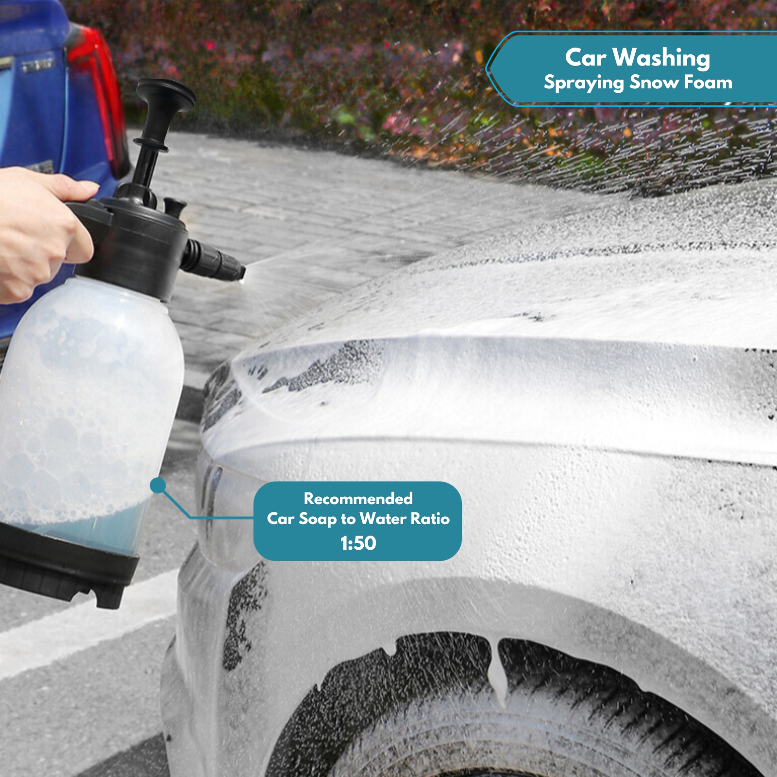 Amark Pump Pressure Water Sprayer 2L - For Watering Plants, Washing Car, Cleaning & Disinfecting