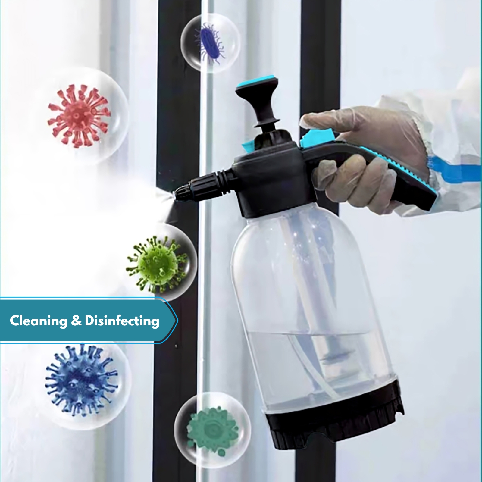 Amark Pump Pressure Water Sprayer 2L - For Watering Plants, Washing Car, Cleaning & Disinfecting