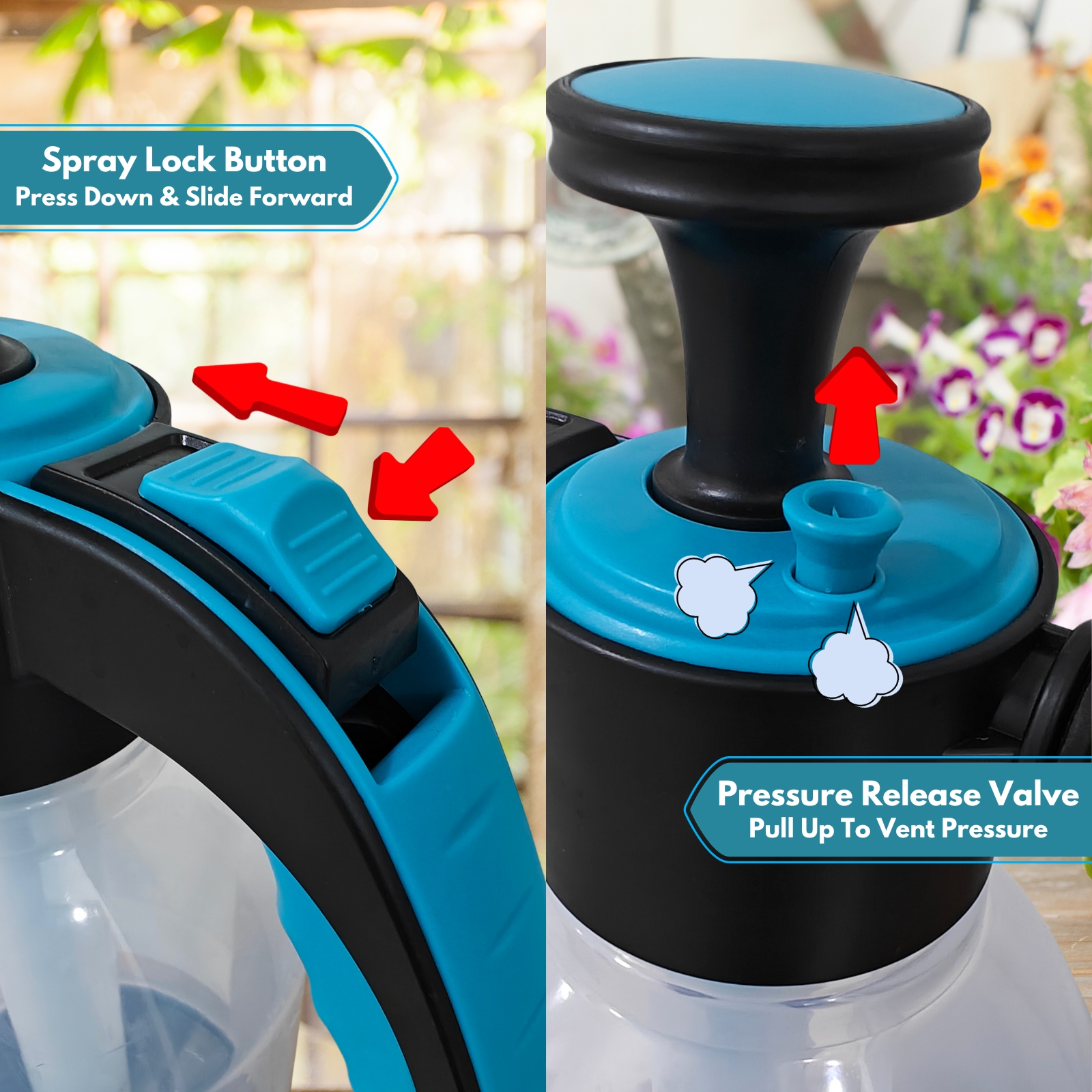 Amark Pump Pressure Water Sprayer 2L - For Watering Plants, Washing Car, Cleaning & Disinfecting