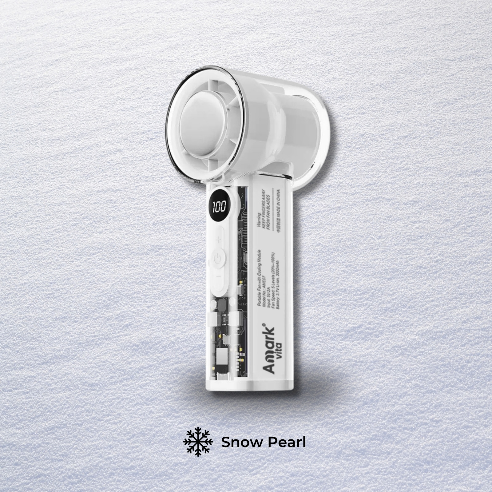 Amark Vita Mini Portable Fan | LCD Display | 5-Speed Turbo Cooling | USB Rechargeable 3000mAh