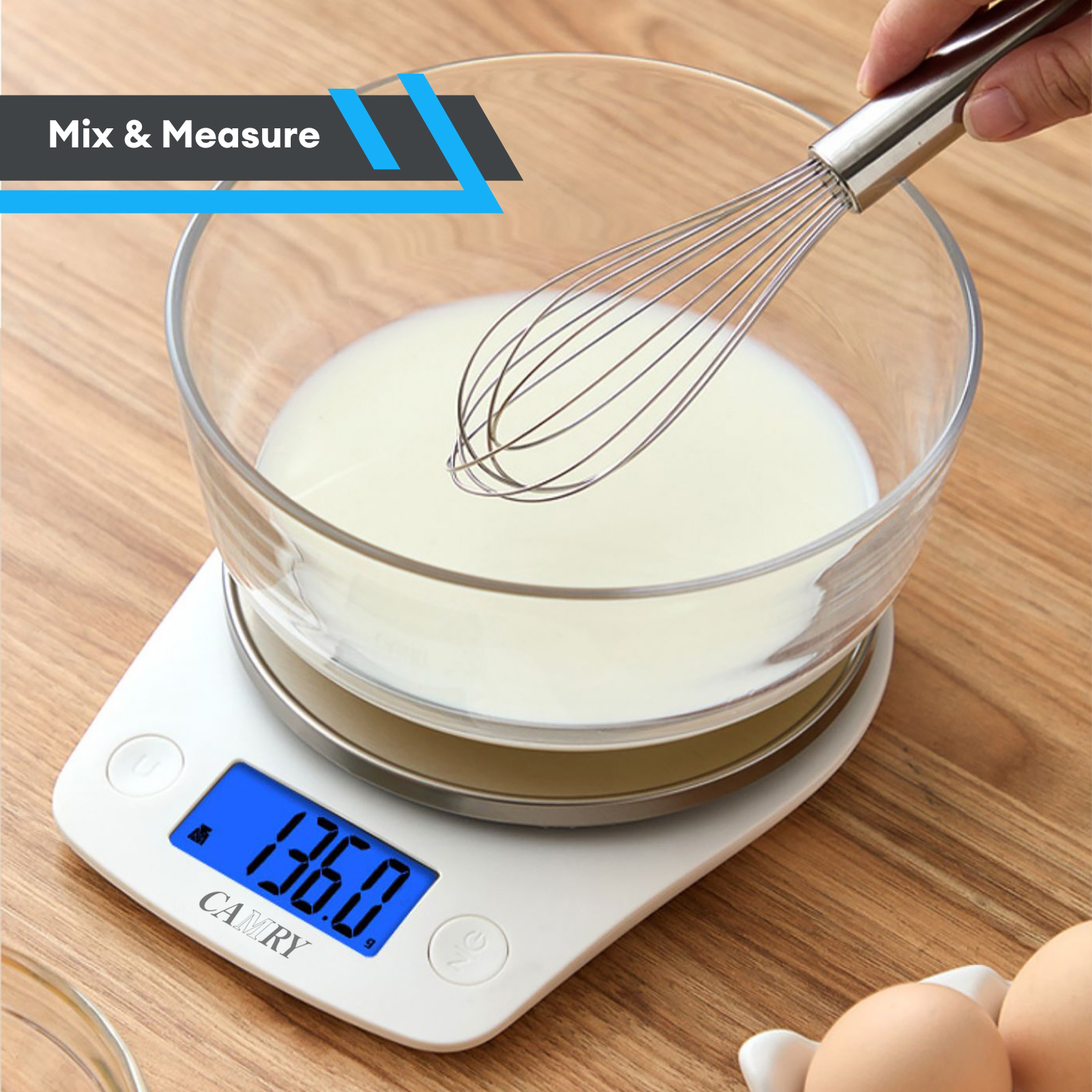 Camry Digital Kitchen Scale 5kg with Stainless Steel Weighing Platform