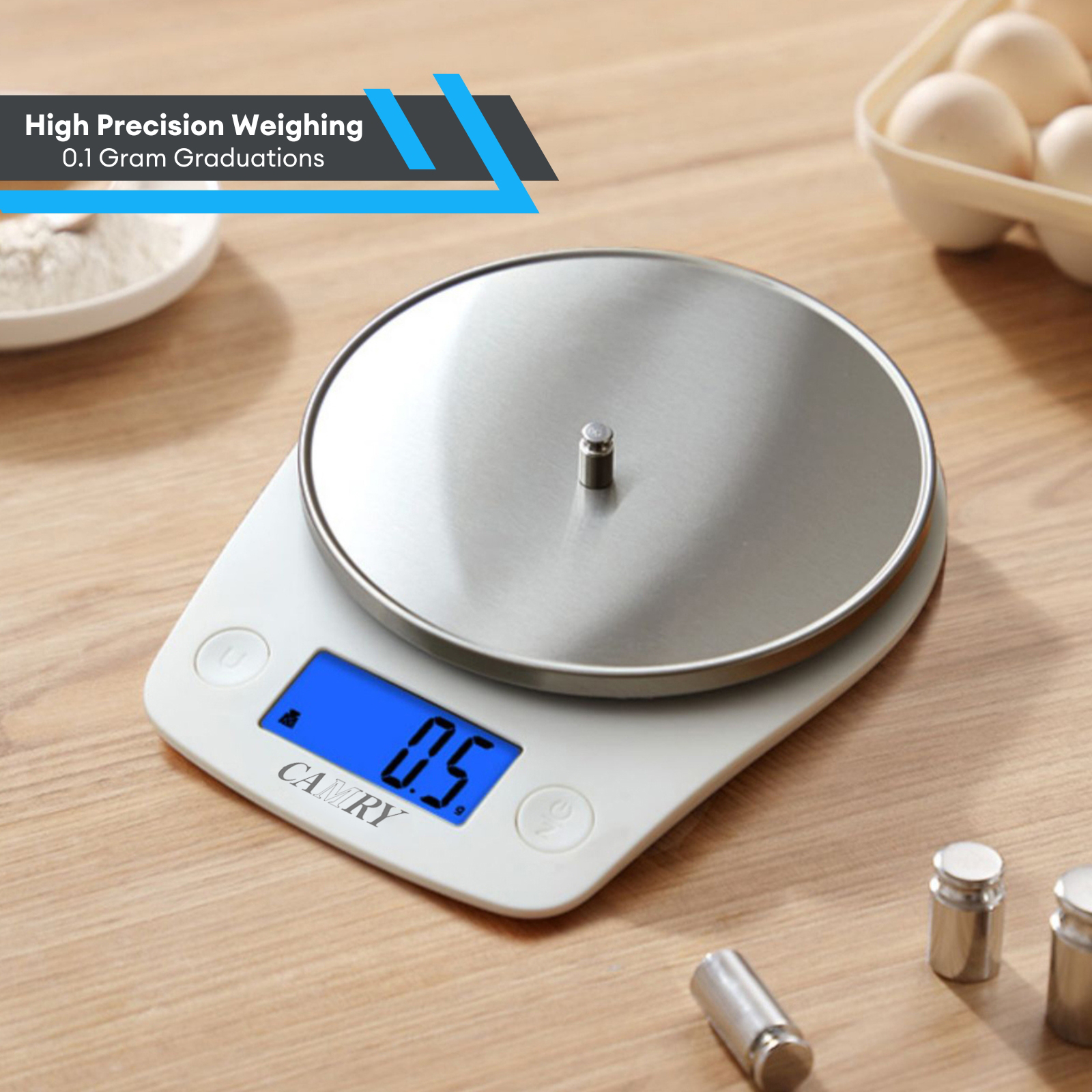 Camry Digital Kitchen Scale 5kg with Stainless Steel Weighing Platform