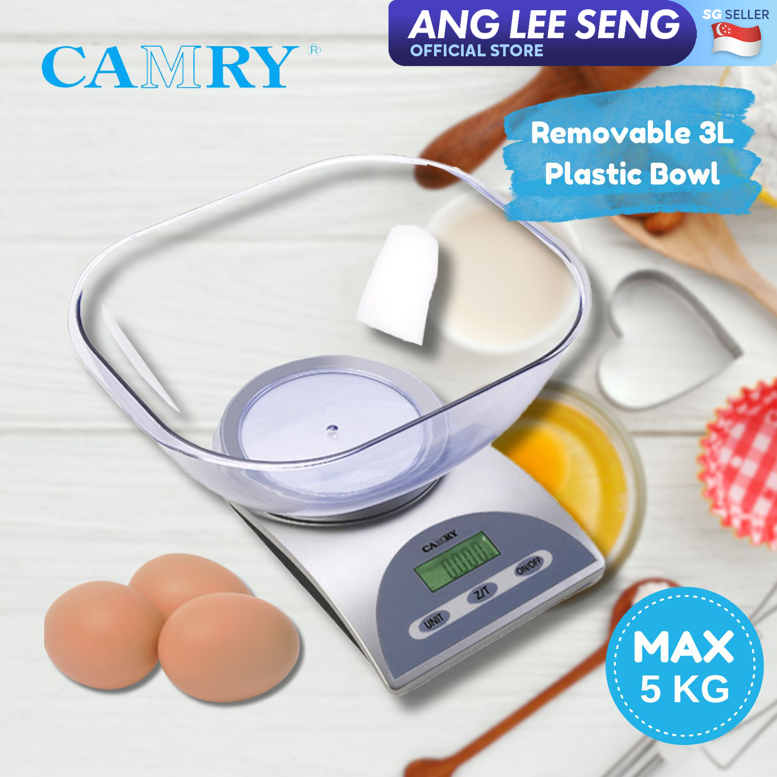 Camry Digital Kitchen Scale 5kg with 3L Removable Bowl