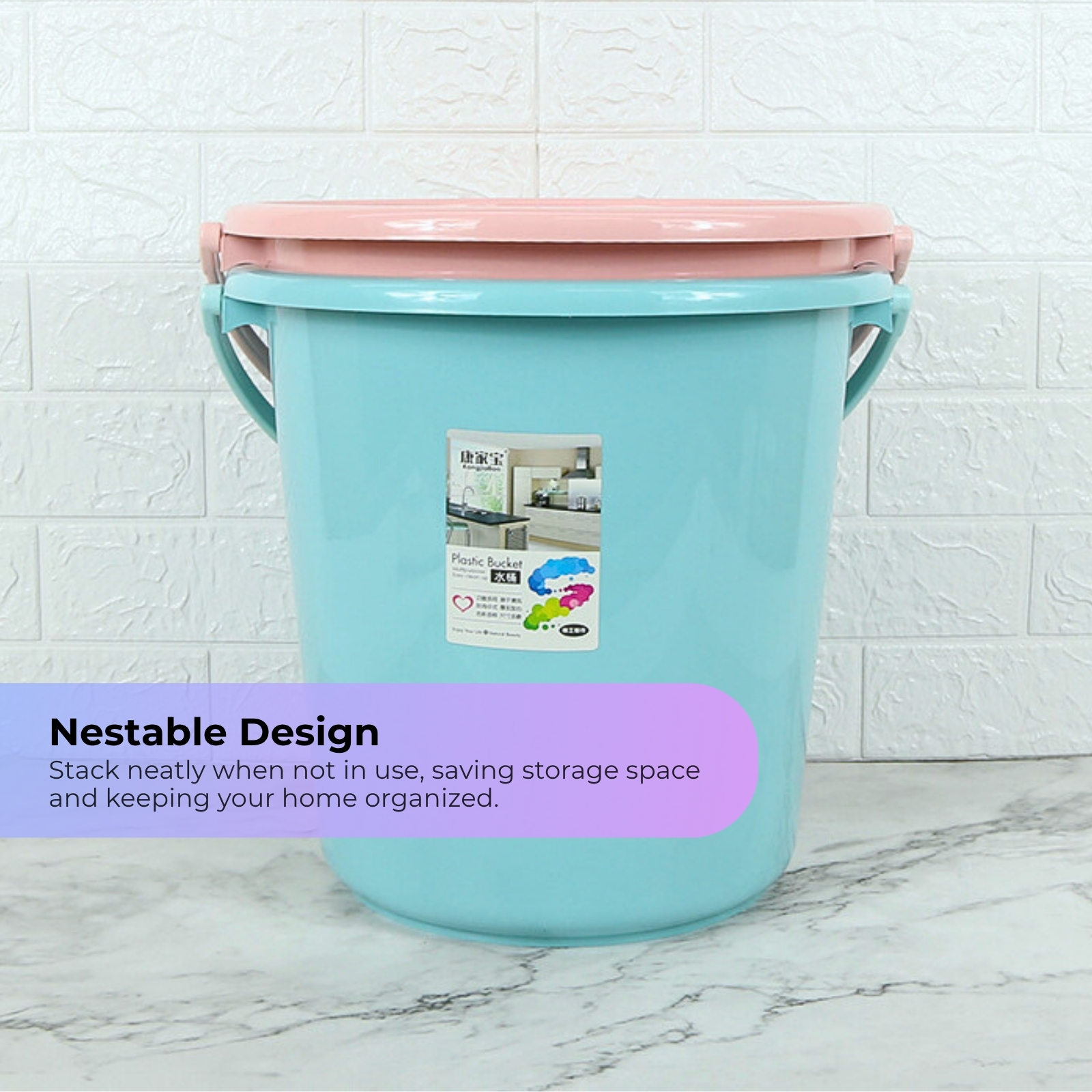  KJB Plastic Water Pail Bucket - High Quality Polypropylene Multipurpose Washing & Cleaning
