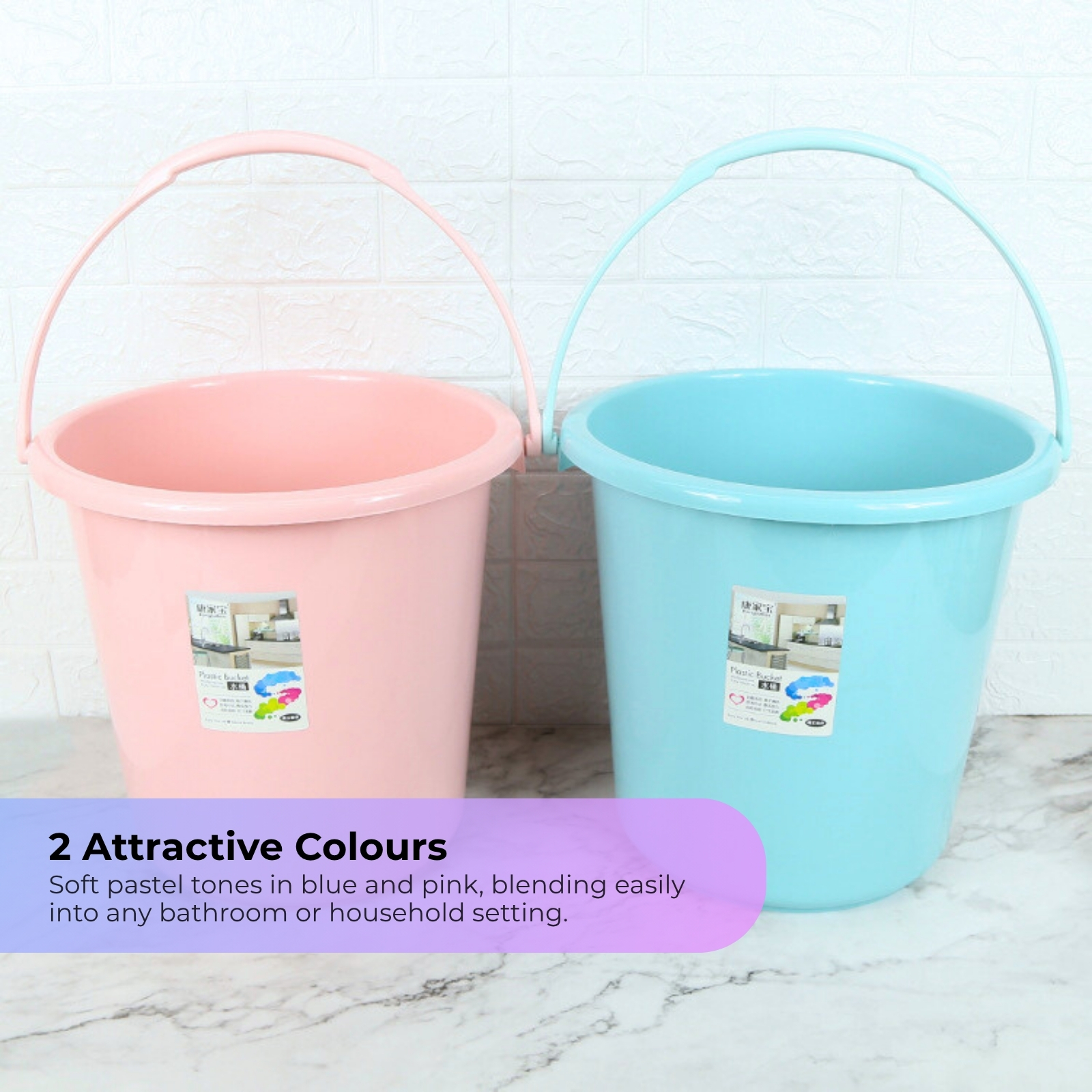  KJB Plastic Water Pail Bucket - High Quality Polypropylene Multipurpose Washing & Cleaning