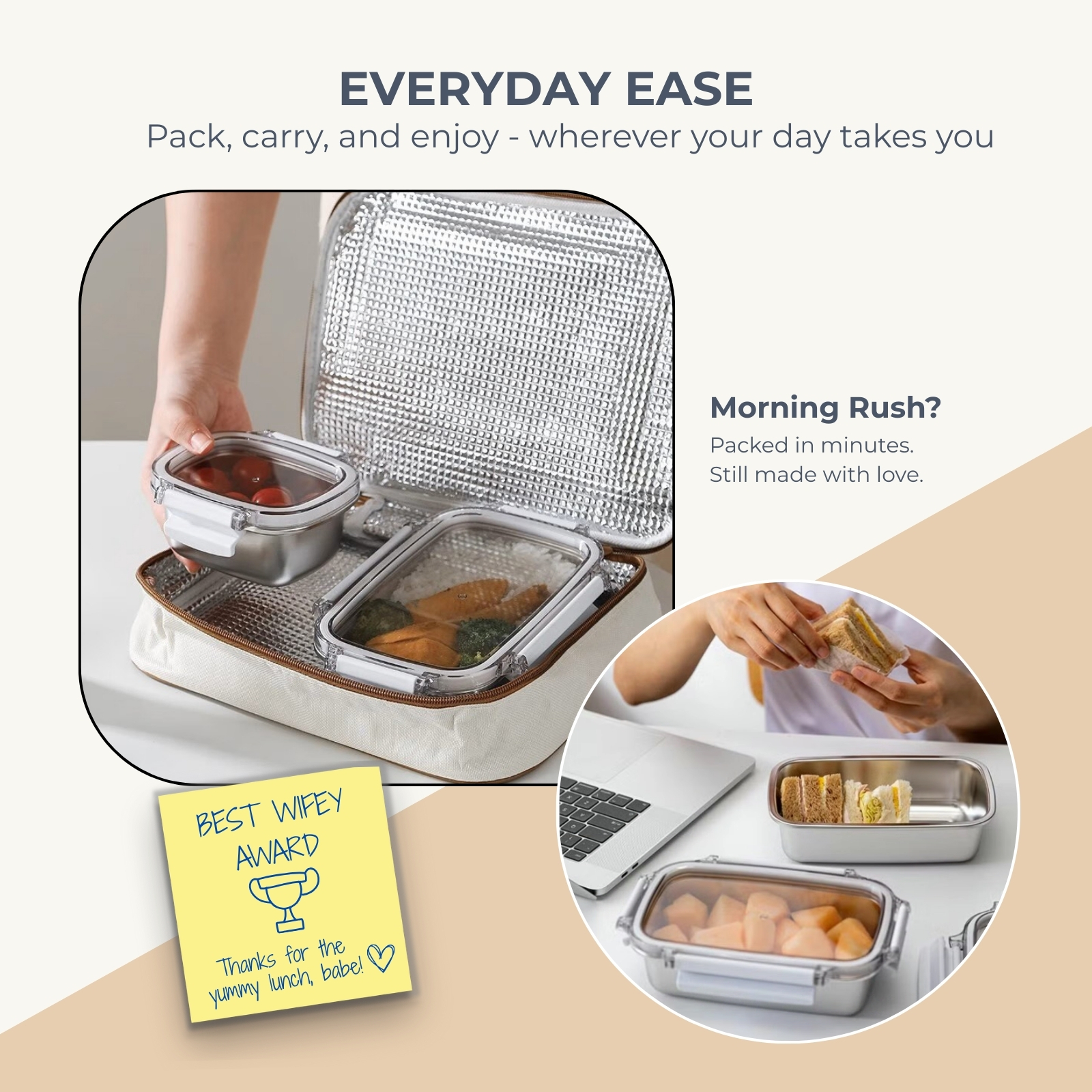 Amark Kitchen Collection 304 Stainless Steel Food Container | 250ML to 1600ML | Leakproof Bento Box