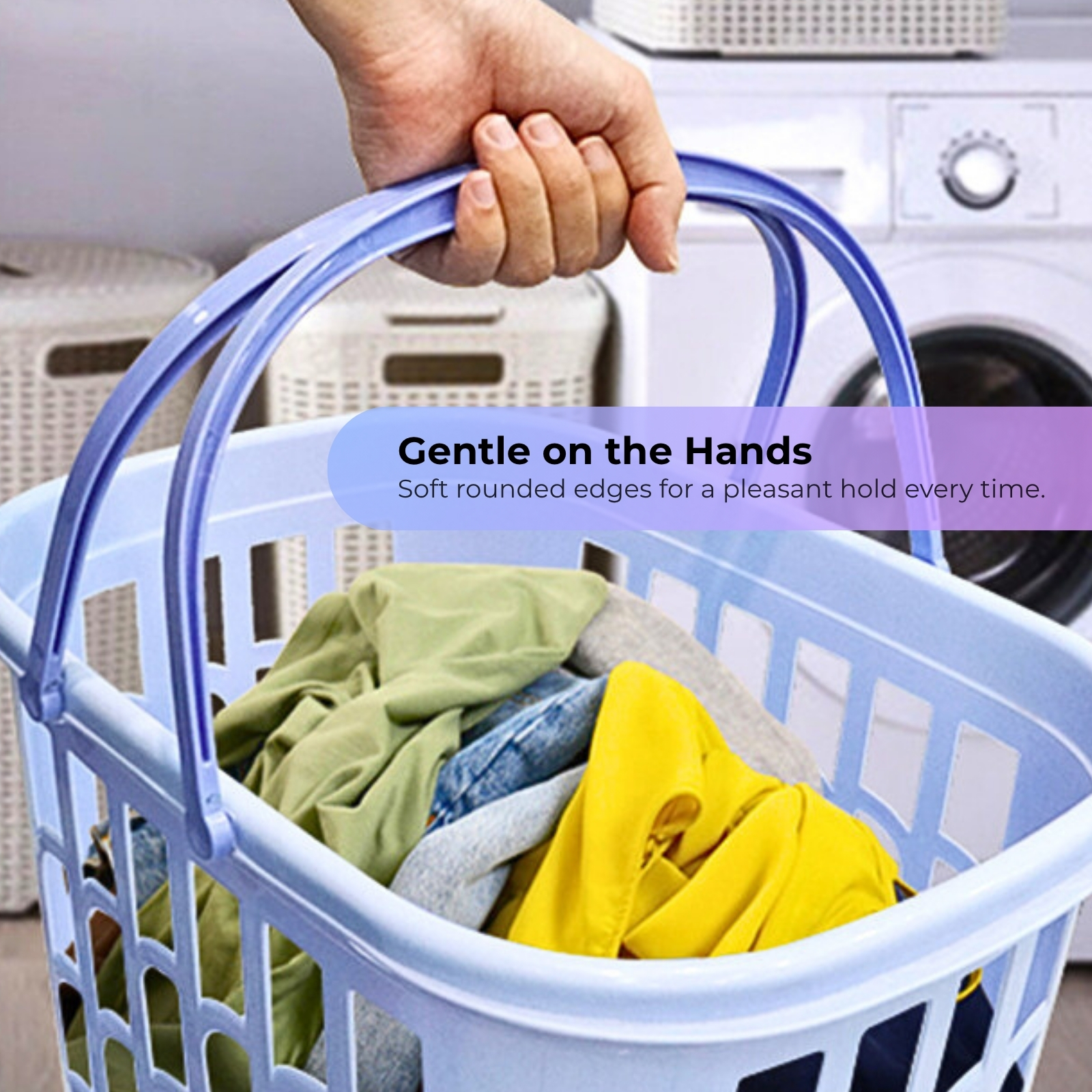 KJB Plastic Laundry Basket & Hamper with Carrying Handles 23L/29L