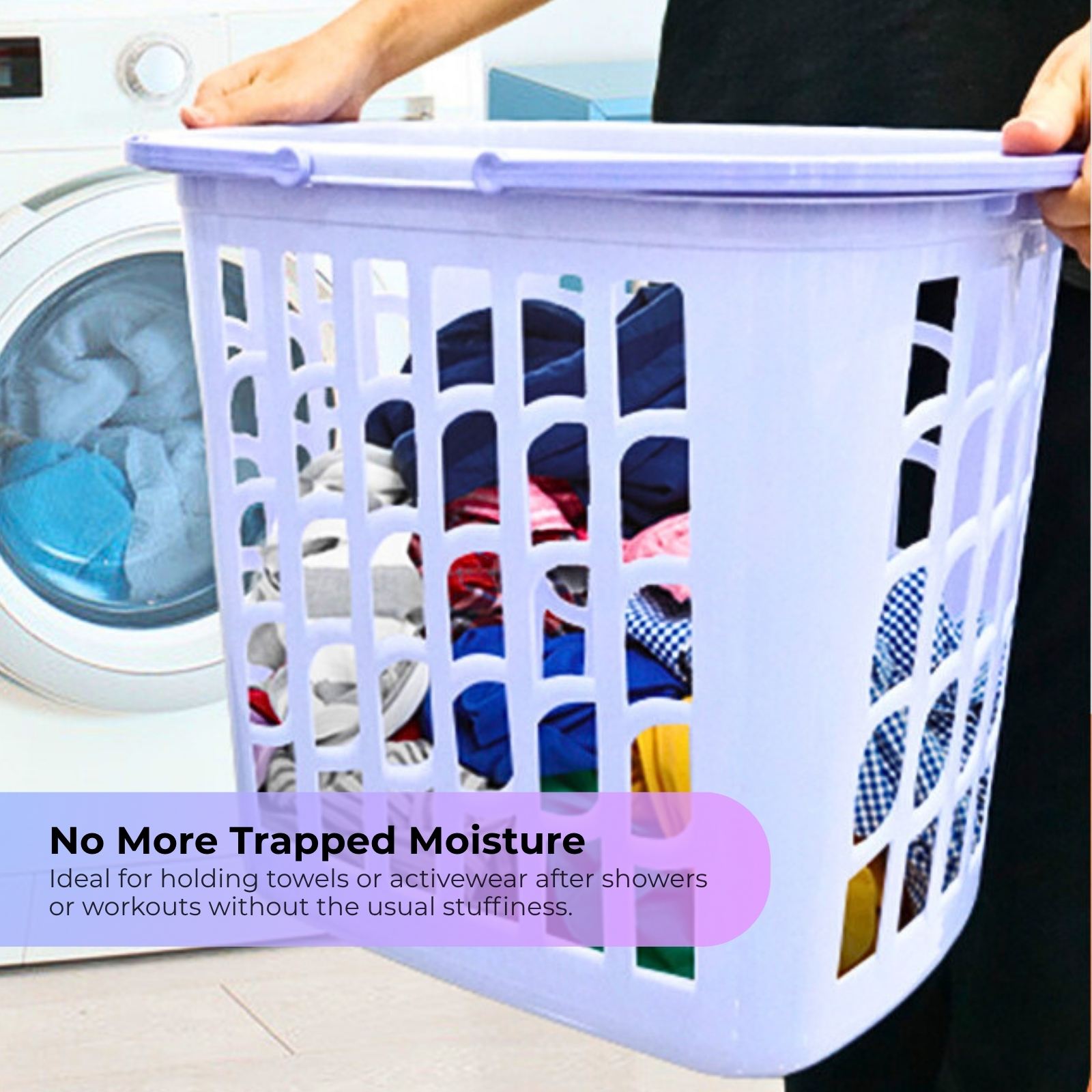 KJB Plastic Laundry Basket & Hamper with Carrying Handles 23L/29L