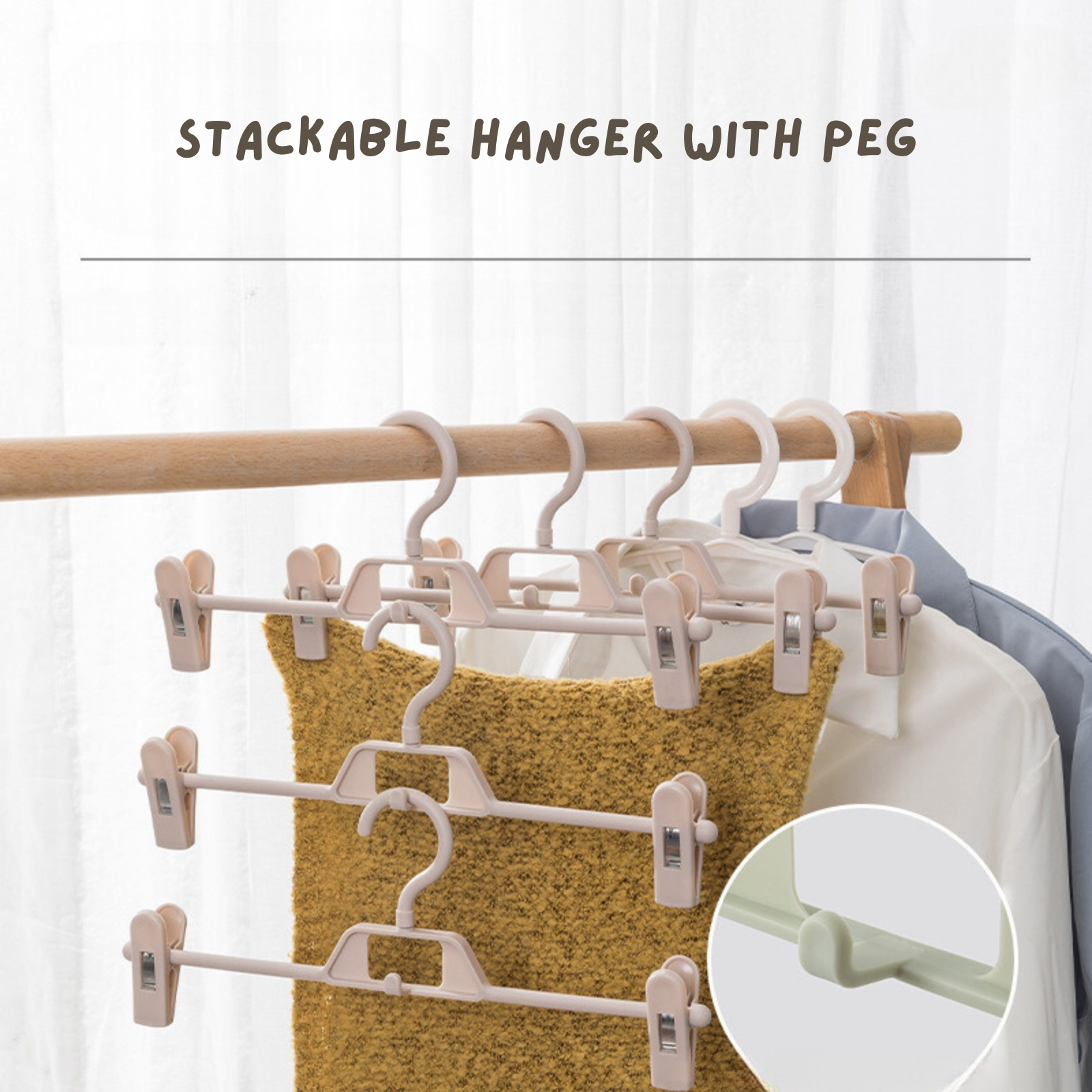 KJB Geshang Pants Hanger with Clips 5pcs Pack - 5 Colours