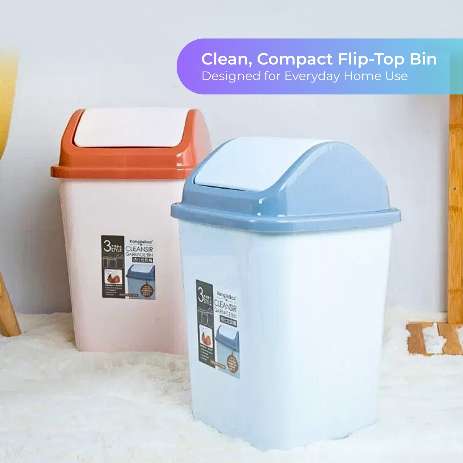 KJB Cleansir Plastic Swing Top Trash Bin 4.5L/7.5L
