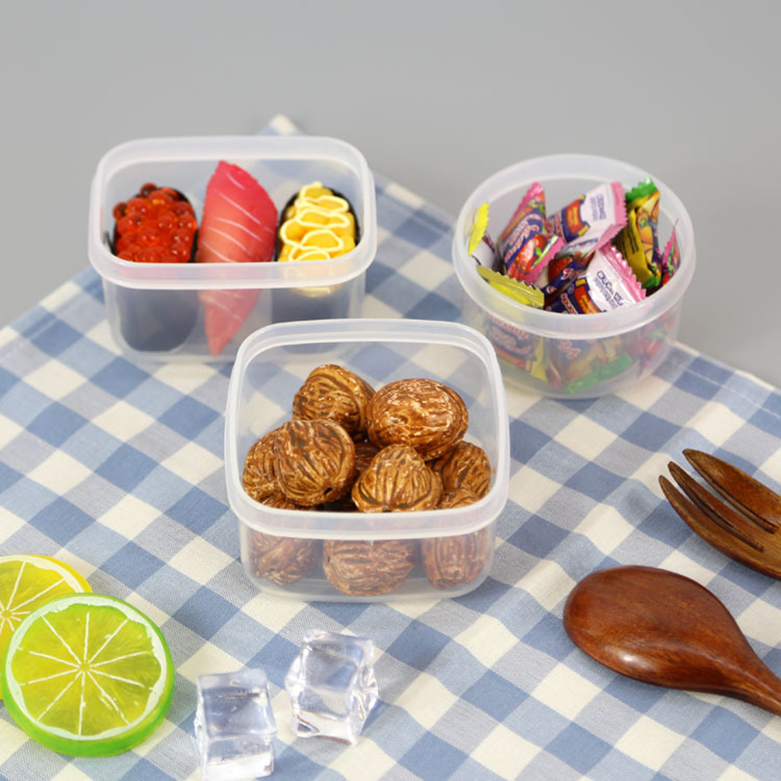 KJB Plastic Mini Rectangular Storage Box 200ml 3-pc Pack