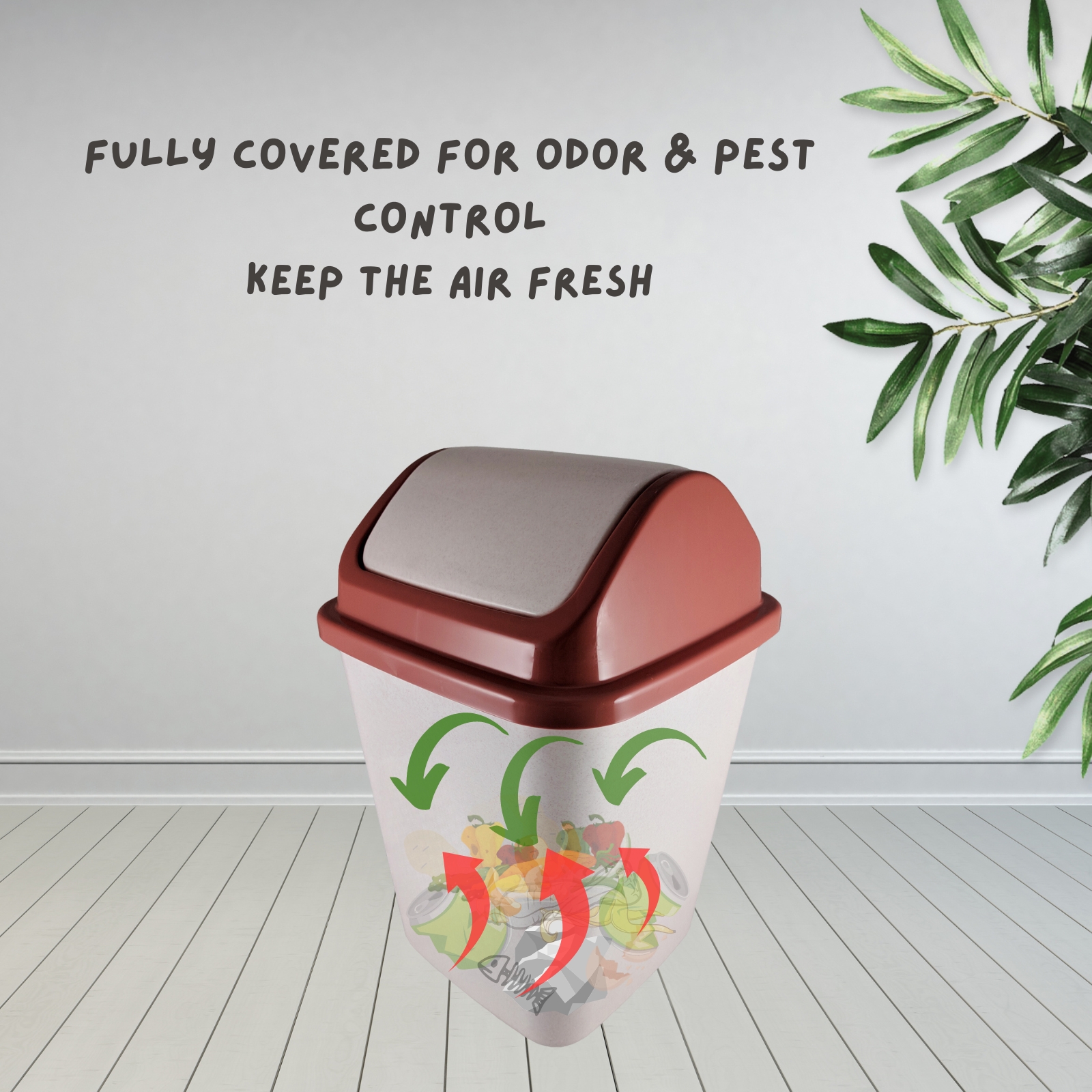 KJB Cleansir Plastic Swing Top Bin