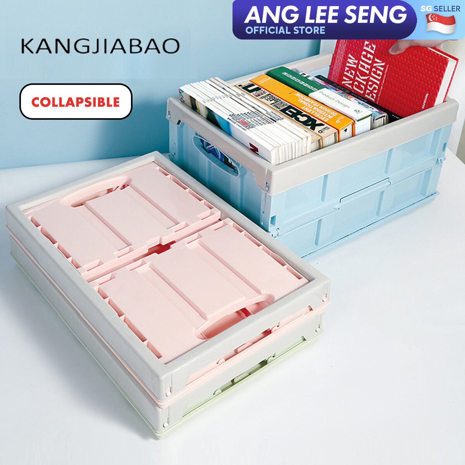 KJB Collapsible Storage Box Crate - For Home/Office/Car