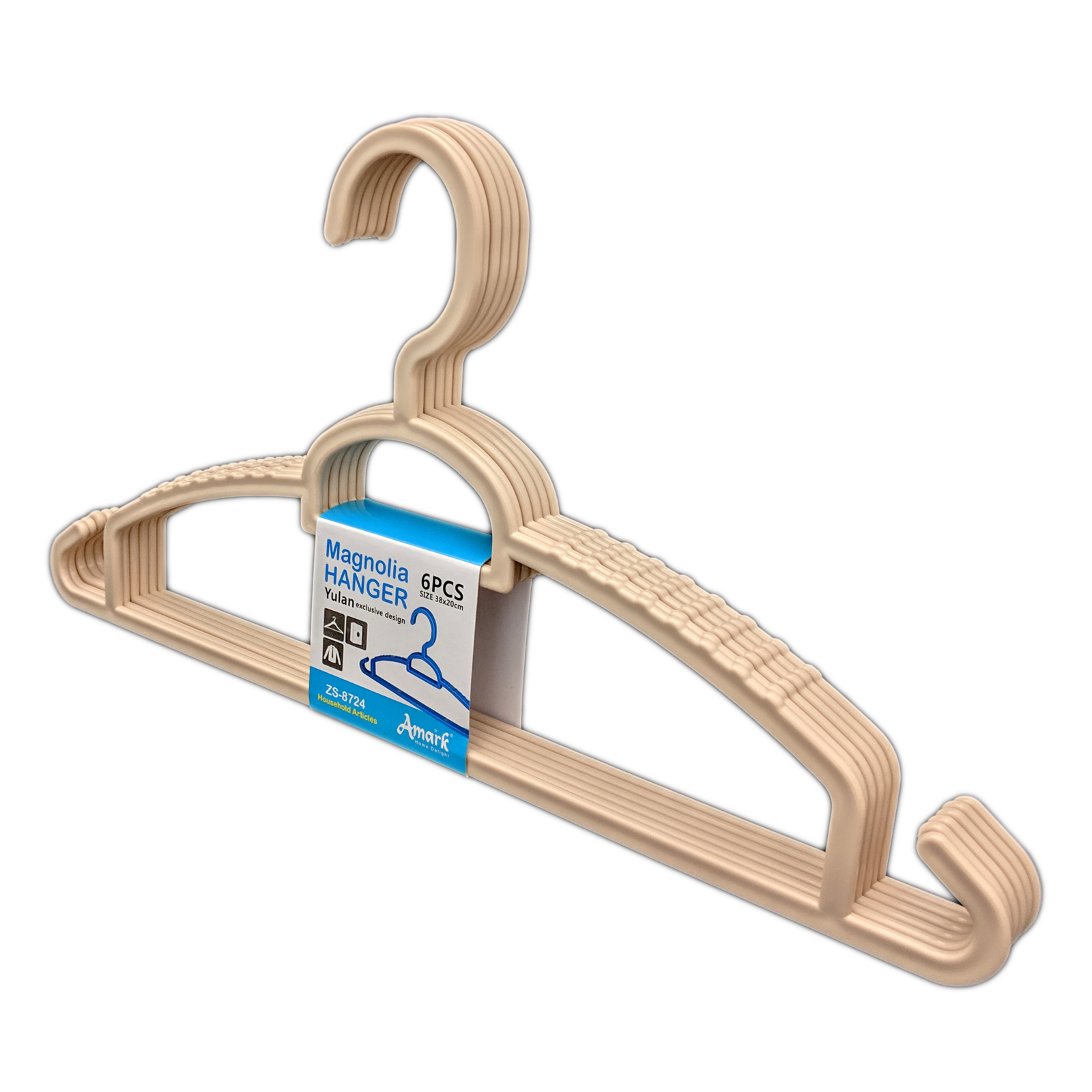 KJB Magnolia Plastic Hangers 38.5cm 6-pc Pack