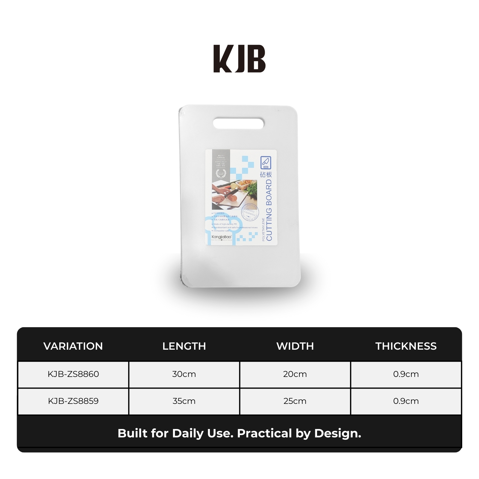 KJB Plastic Chopping Board - 2 Sizes 30 x 20 cm / 35 x 25 cm