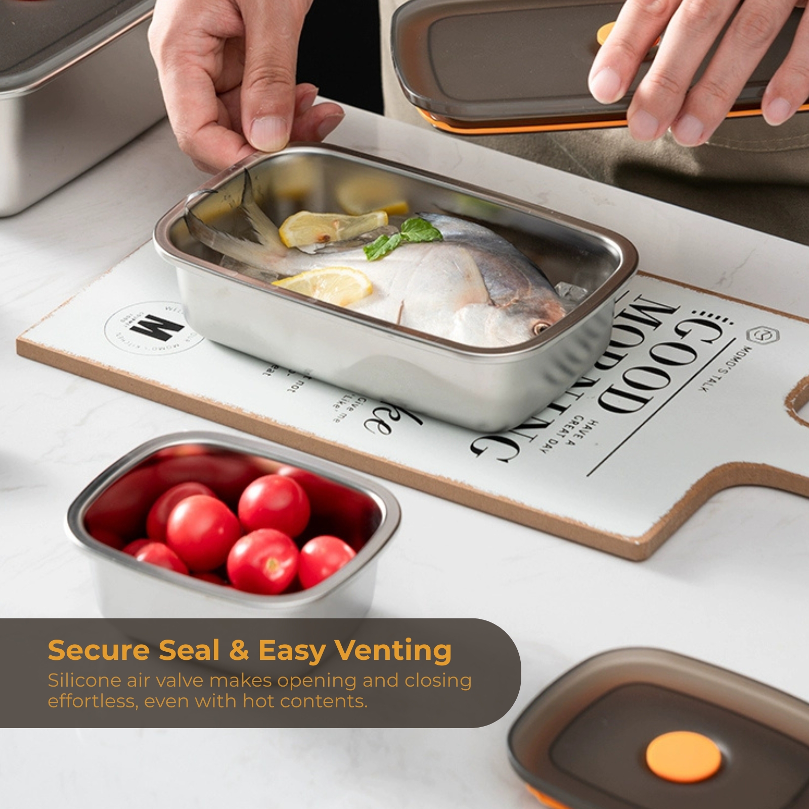 Sitbo 304 Stainless Steel Food Storage Meal Prep Container - Airtight, Stackable, Fridge/Freezer Safe