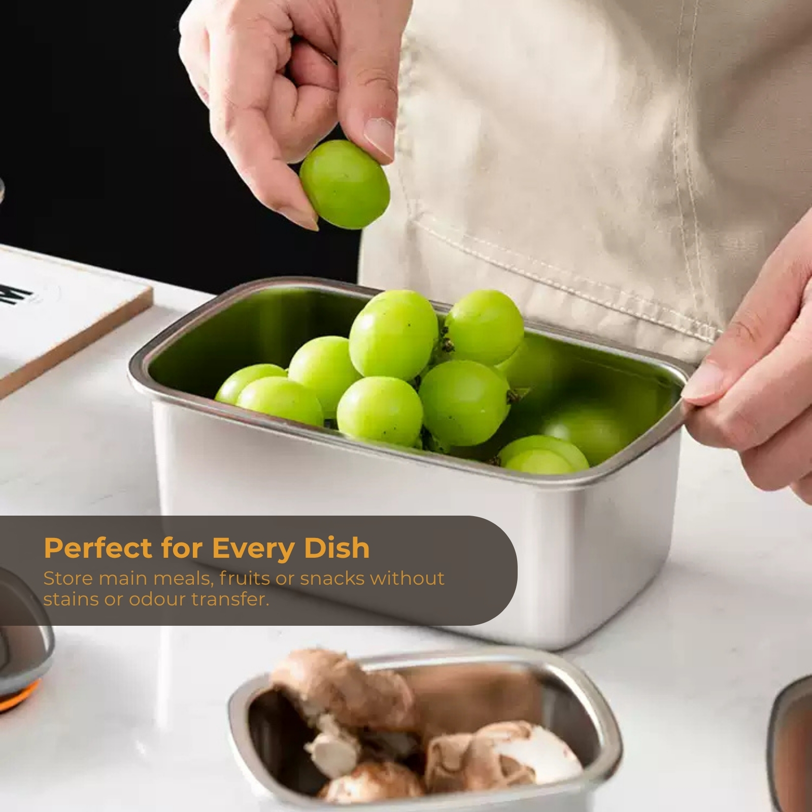 Sitbo 304 Stainless Steel Food Storage Meal Prep Container - Airtight, Stackable, Fridge/Freezer Safe