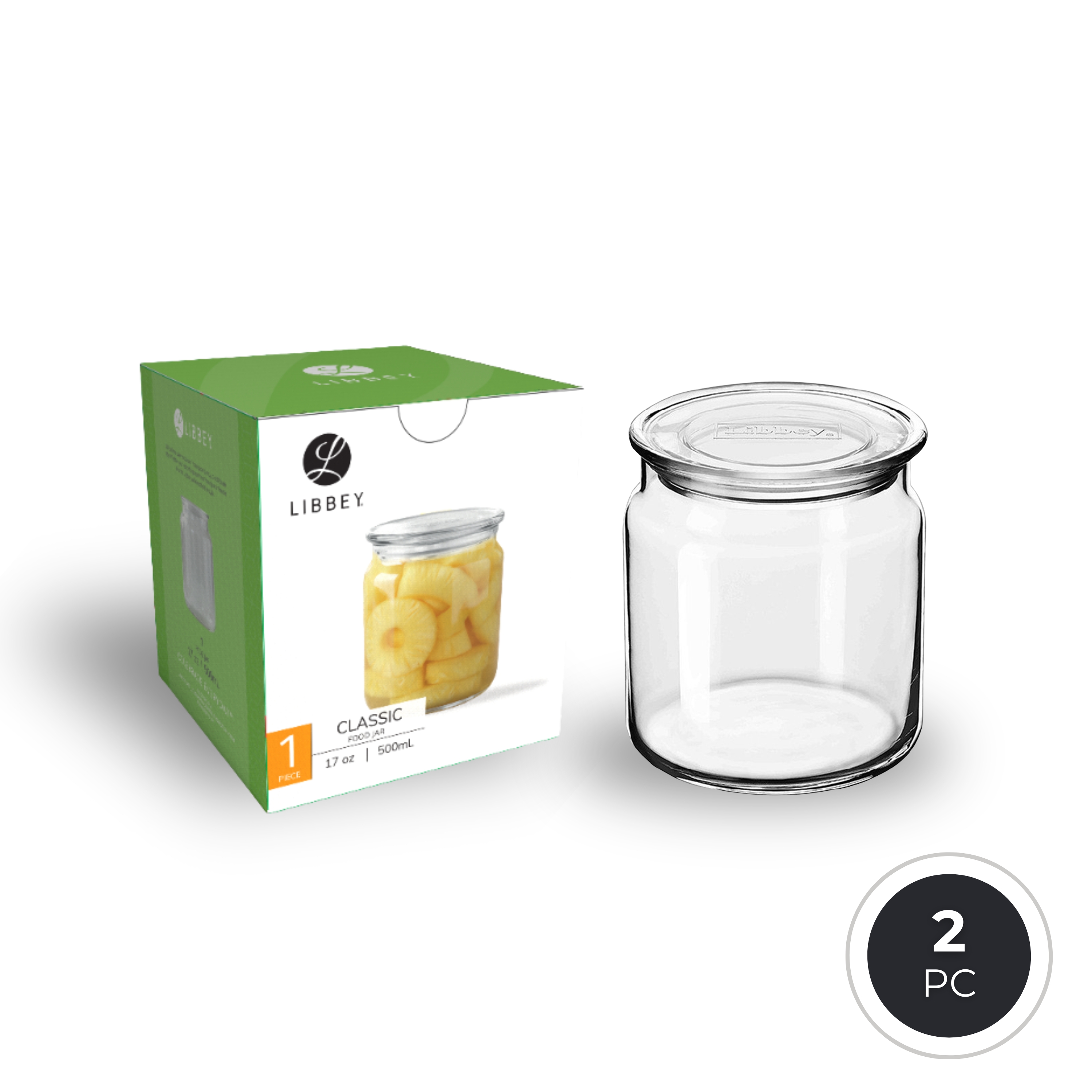 Libbey Classic Glass Food Storage Container Jar - 2-pc Set