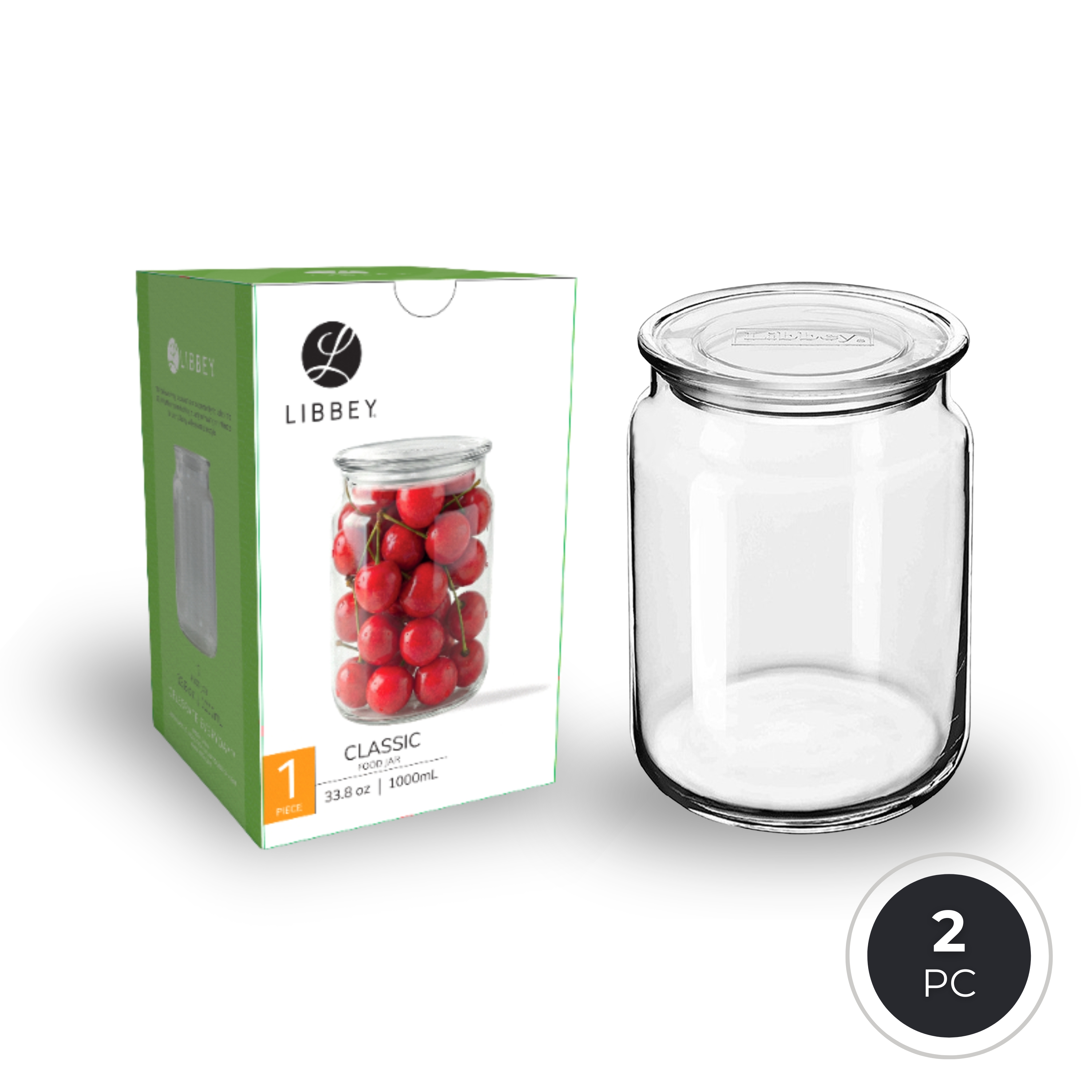 Libbey Classic Glass Food Storage Container Jar - 2-pc Set
