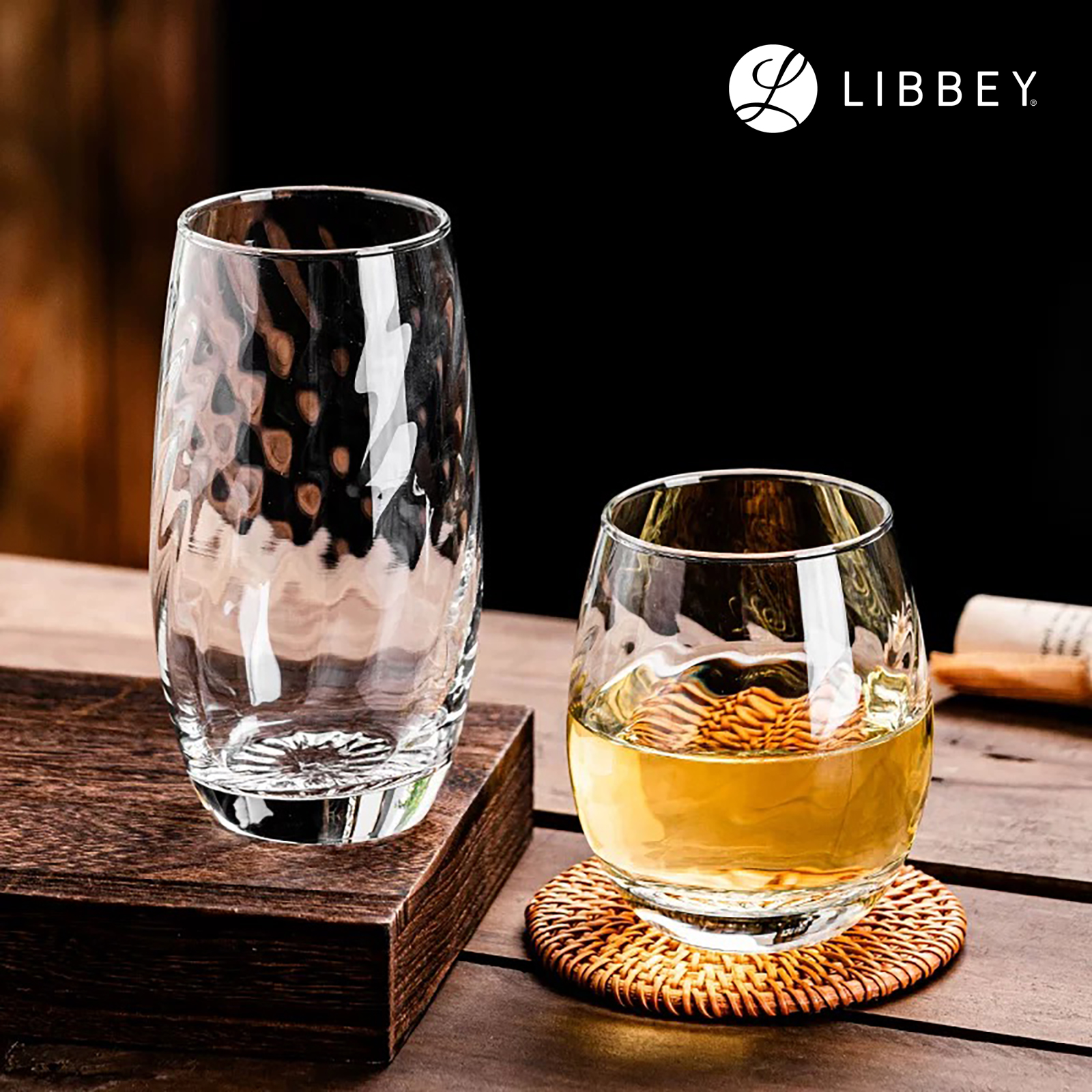 Libbey L'Esprit Du Vin Silkroad Glass Tumbler - For Beverages & Cocktails - 2 Sizes, 2-pc Set