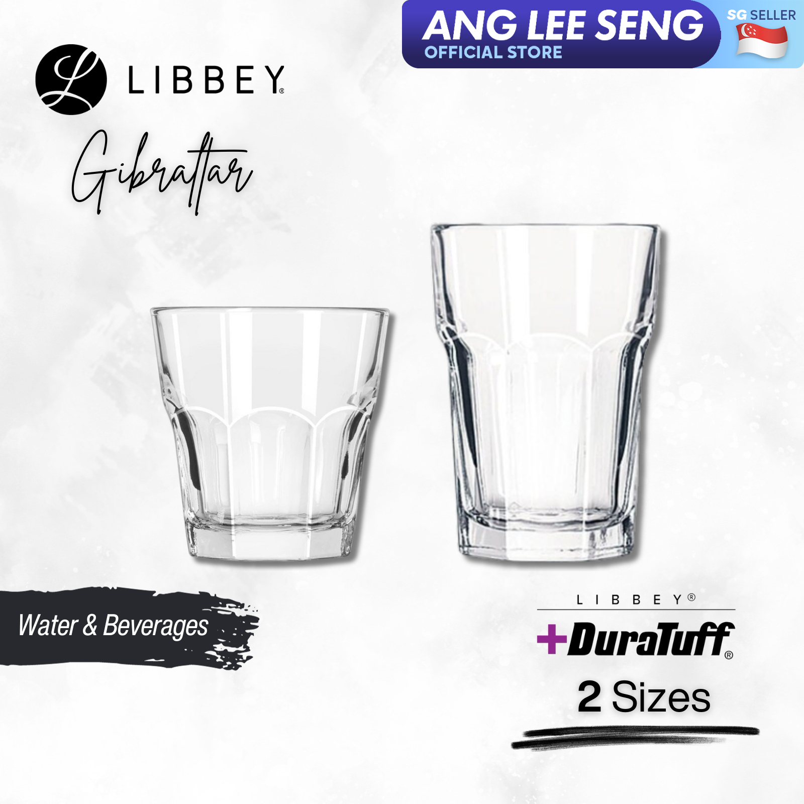 Libbey Gibraltar DuraTuff Glass Tumbler - Extra Tough Shatter & Heat Resistant - 2 Sizes, 2-pc Set