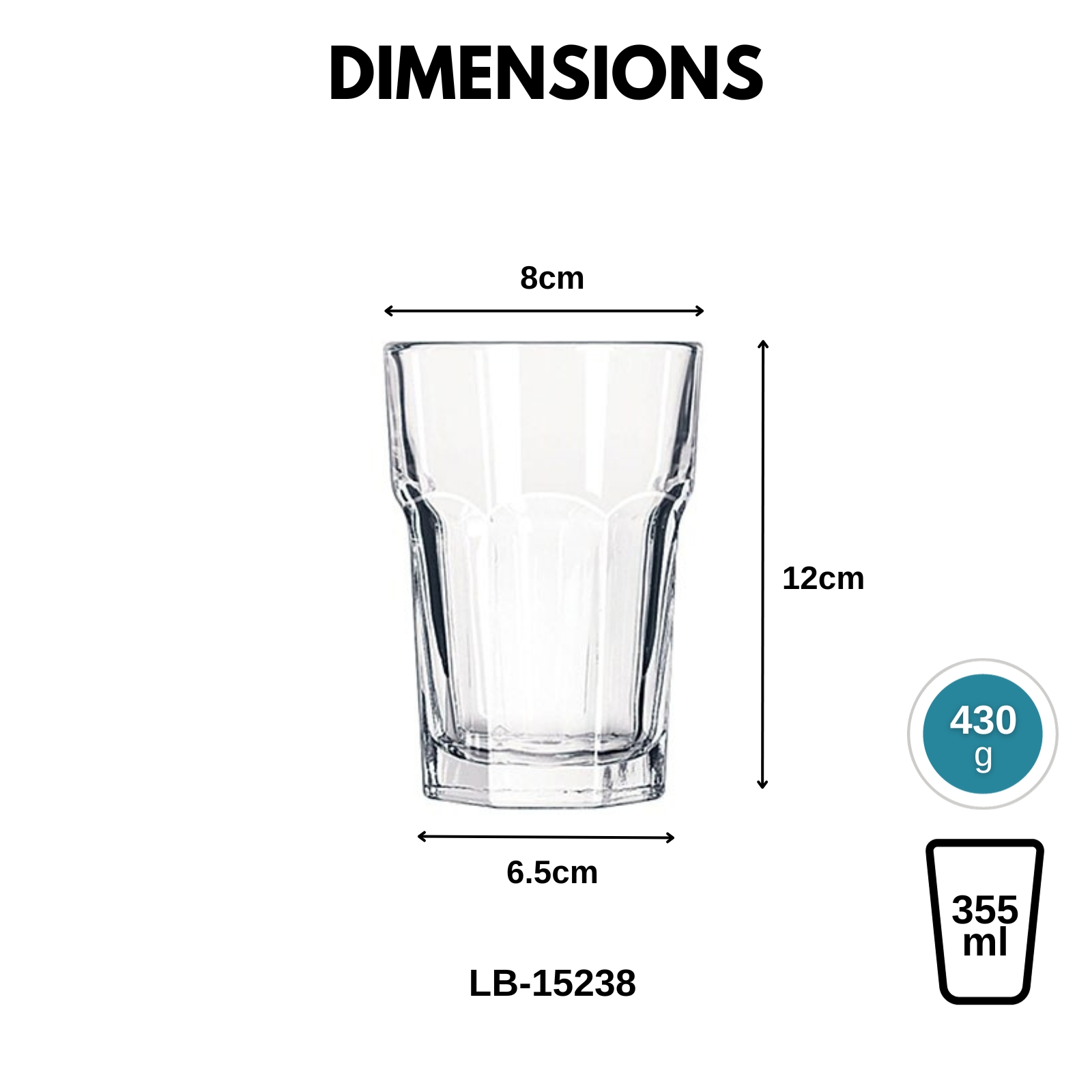 Libbey Gibraltar DuraTuff Glass Tumbler - Extra Tough Shatter & Heat Resistant - 2 Sizes, 2-pc Set