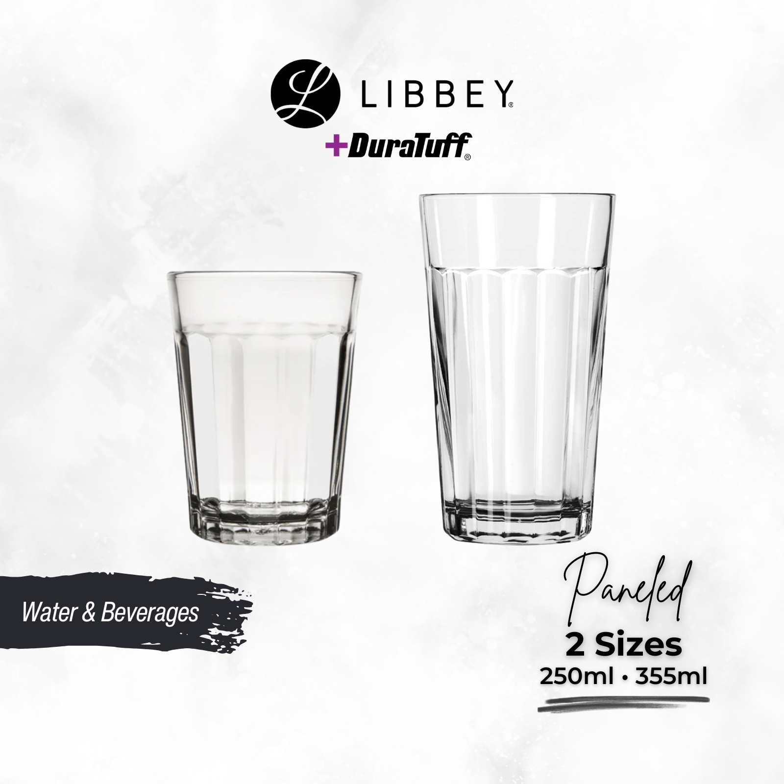 Libbey Paneled DuraTuff Glass Tumbler - Extra Tough Shatter & Heat Resistant - 2-pc Set