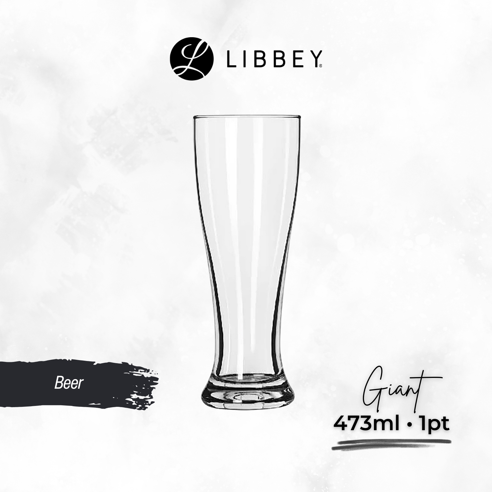 Libbey Giant 1604 Beer Pint Glass 473ml/1pt - Tall Design for Lagers & Pilsners