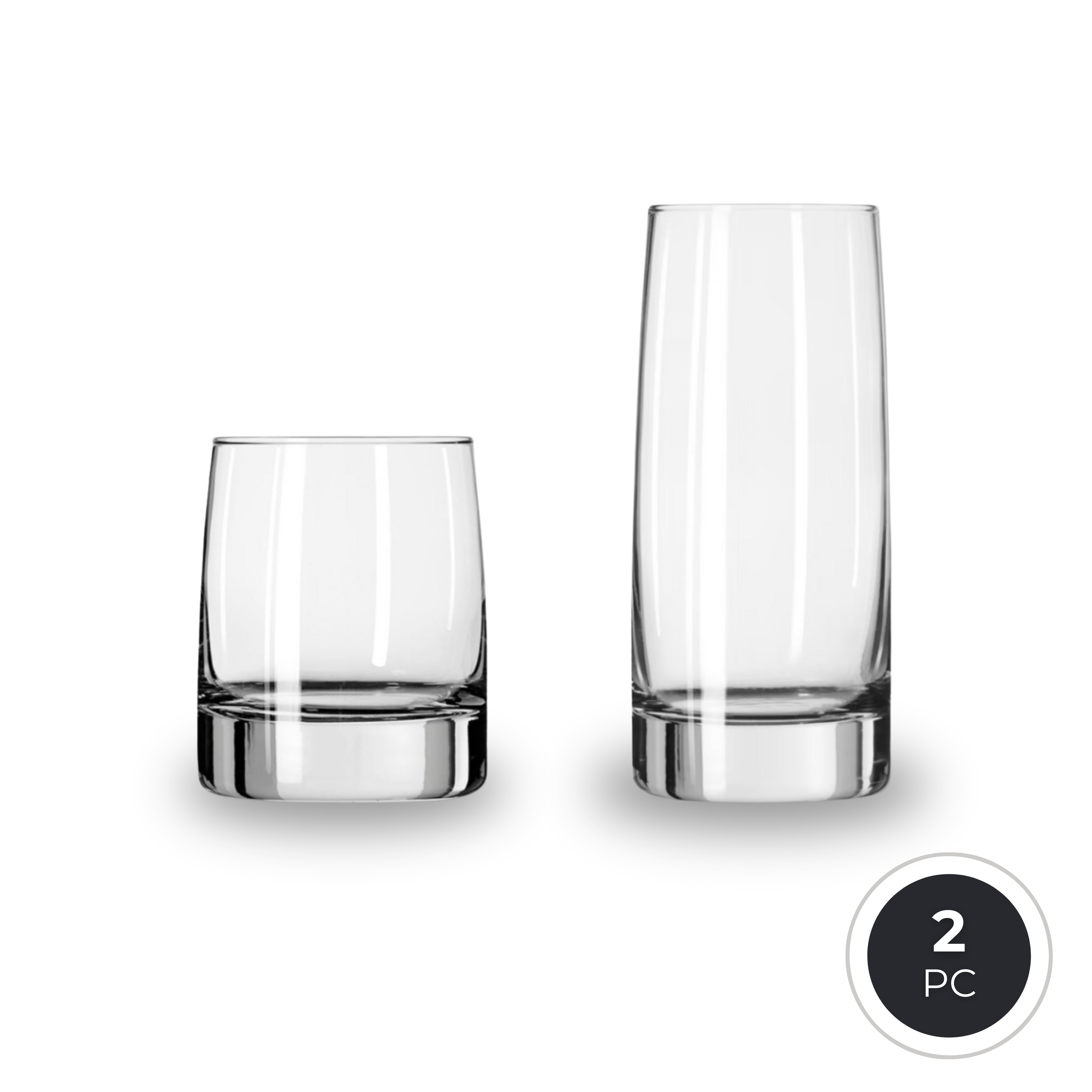 Libbey Vibe 2311 Rocks Whisky Glass 355ml & 2312 Tall Cooler Mixing Glass 518ml - Extra Thick Base