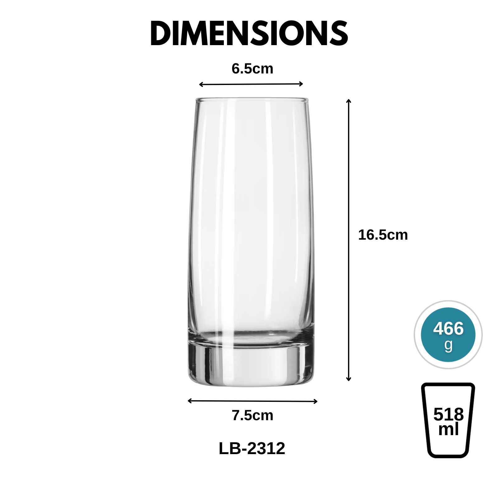Libbey Vibe 2311 Rocks Whisky Glass 355ml & 2312 Tall Cooler Mixing Glass 518ml - Extra Thick Base